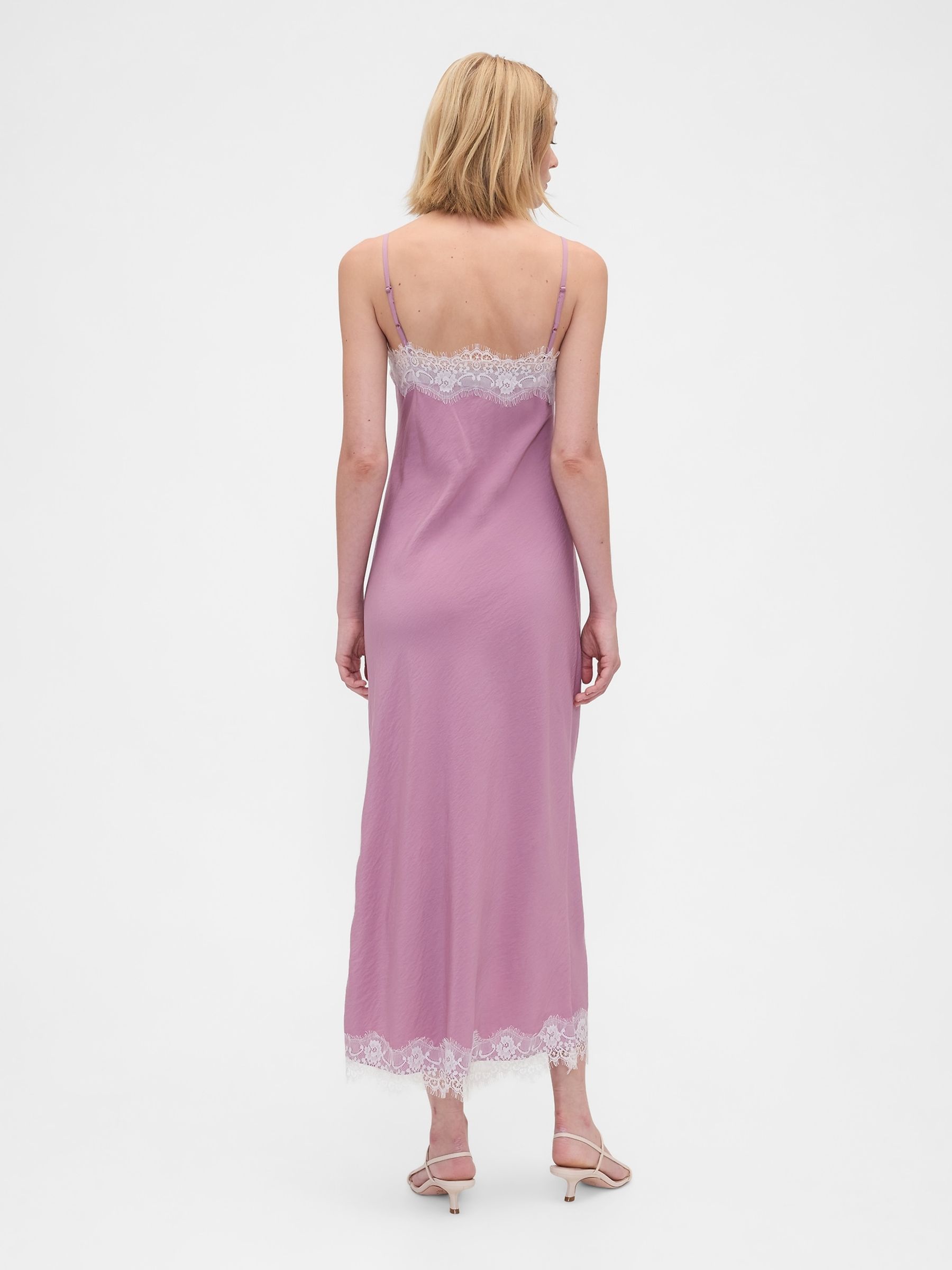 Purple Lace-Trim Maxi Slip Dress - Image 2 of 6