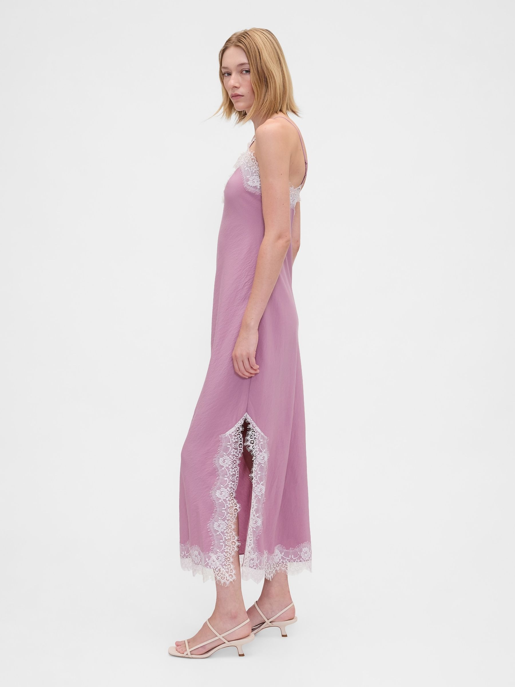Purple Lace-Trim Maxi Slip Dress - Image 3 of 6