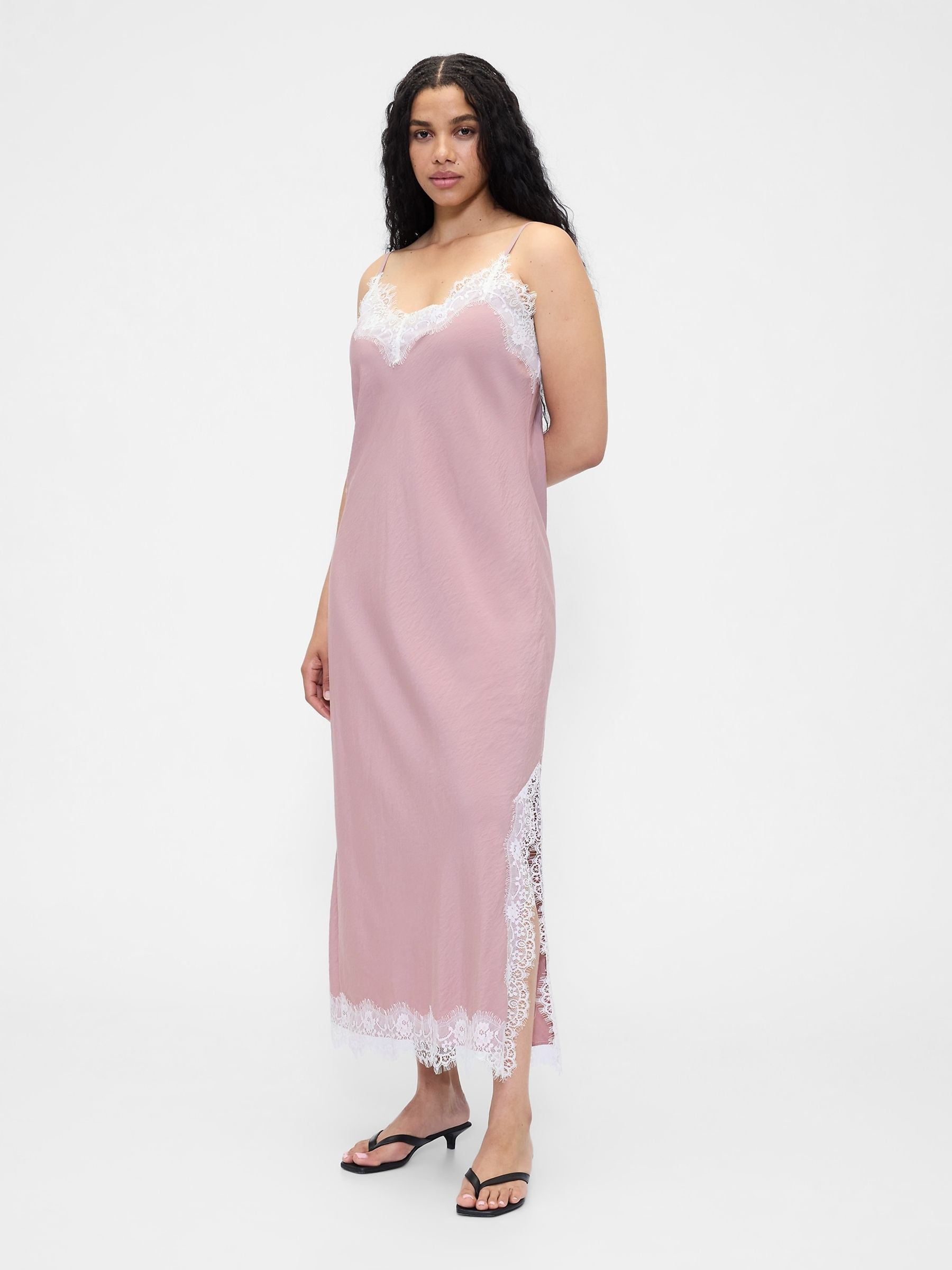 Purple Lace-Trim Maxi Slip Dress - Image 5 of 6