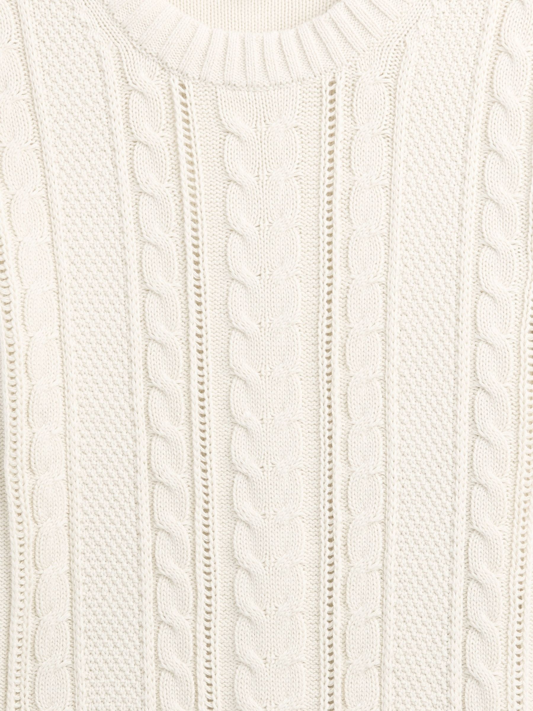 Cream Cotton Cable Knit Sweatshirt - Image 5 of 5