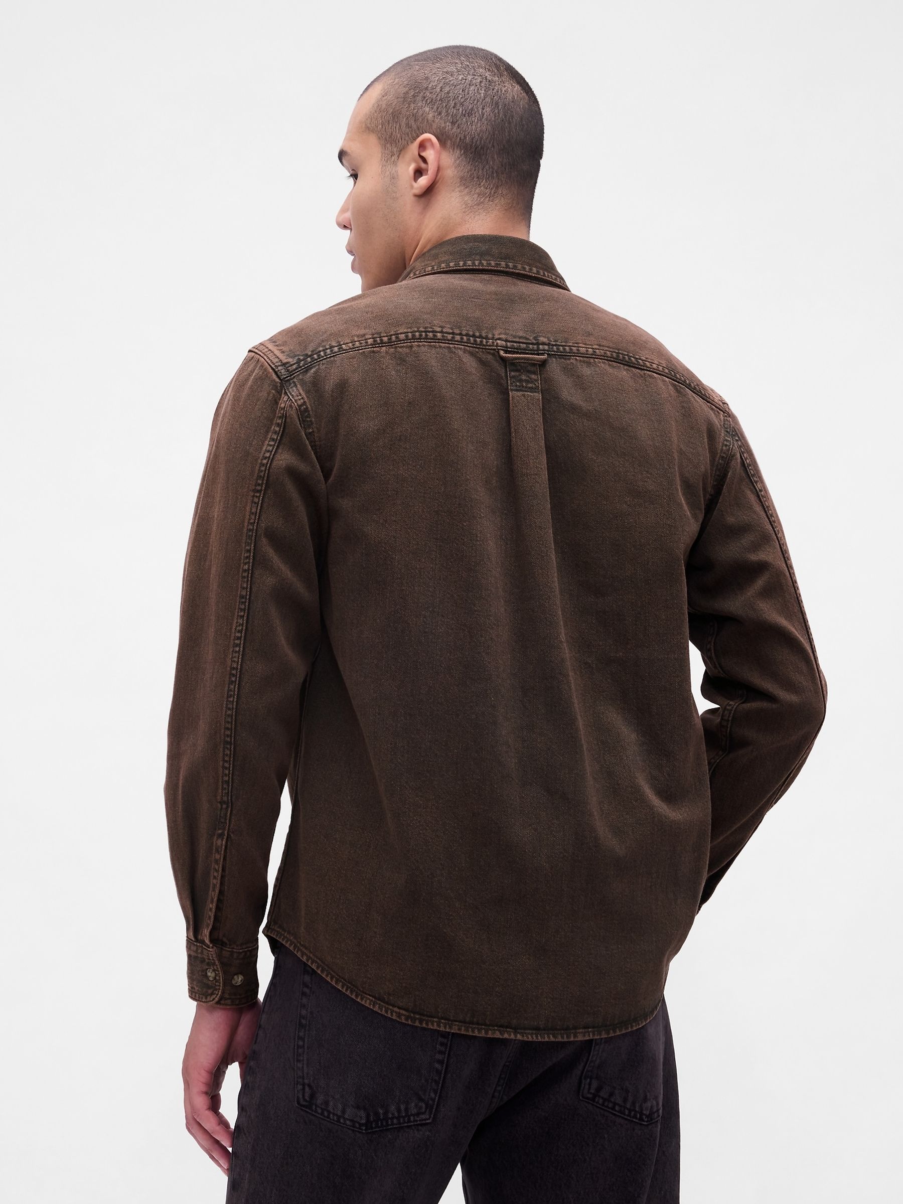 Brown Denim Relaxed Shirt - Image 2 of 3
