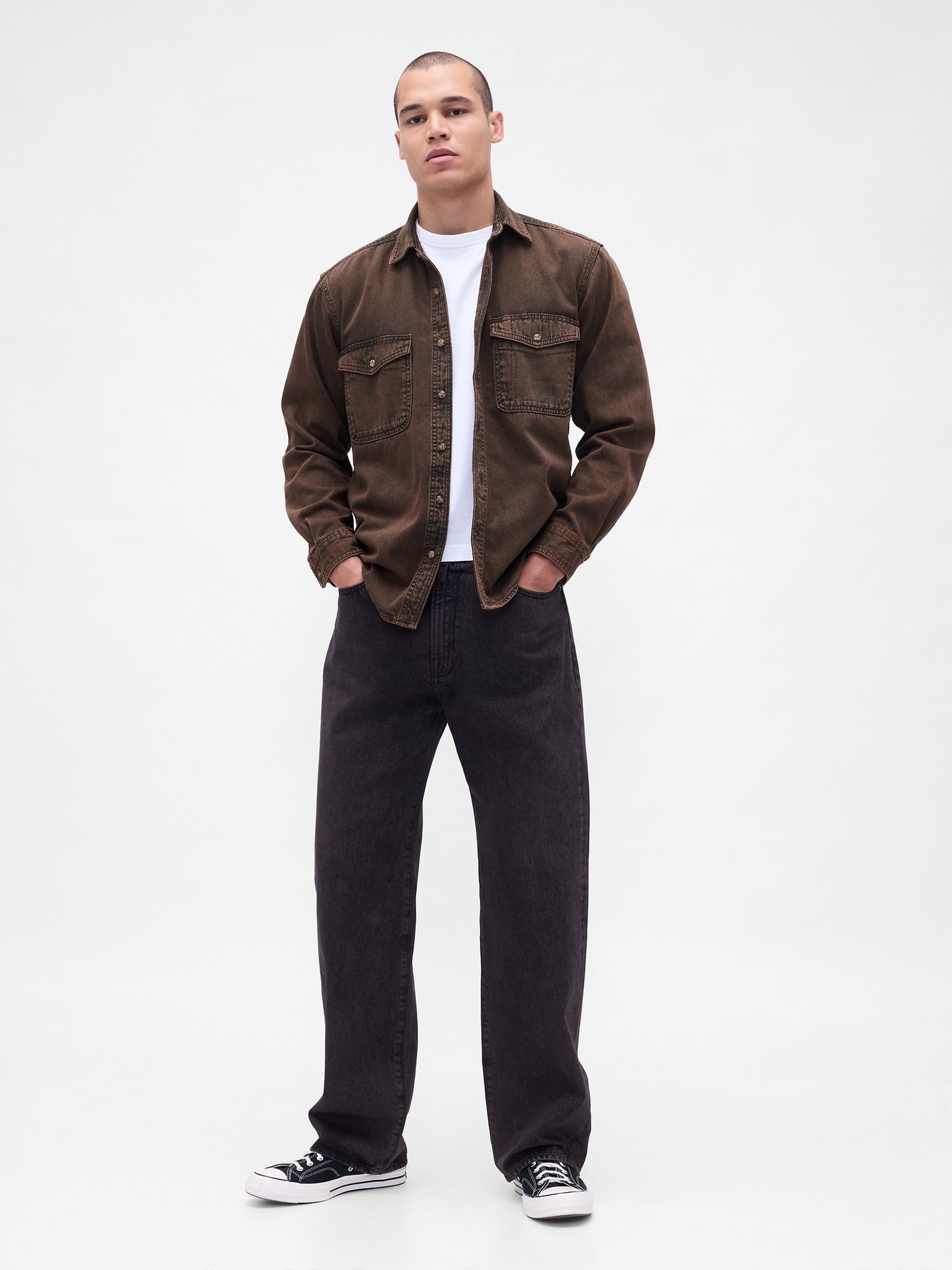 Brown Denim Relaxed Shirt - Image 3 of 3