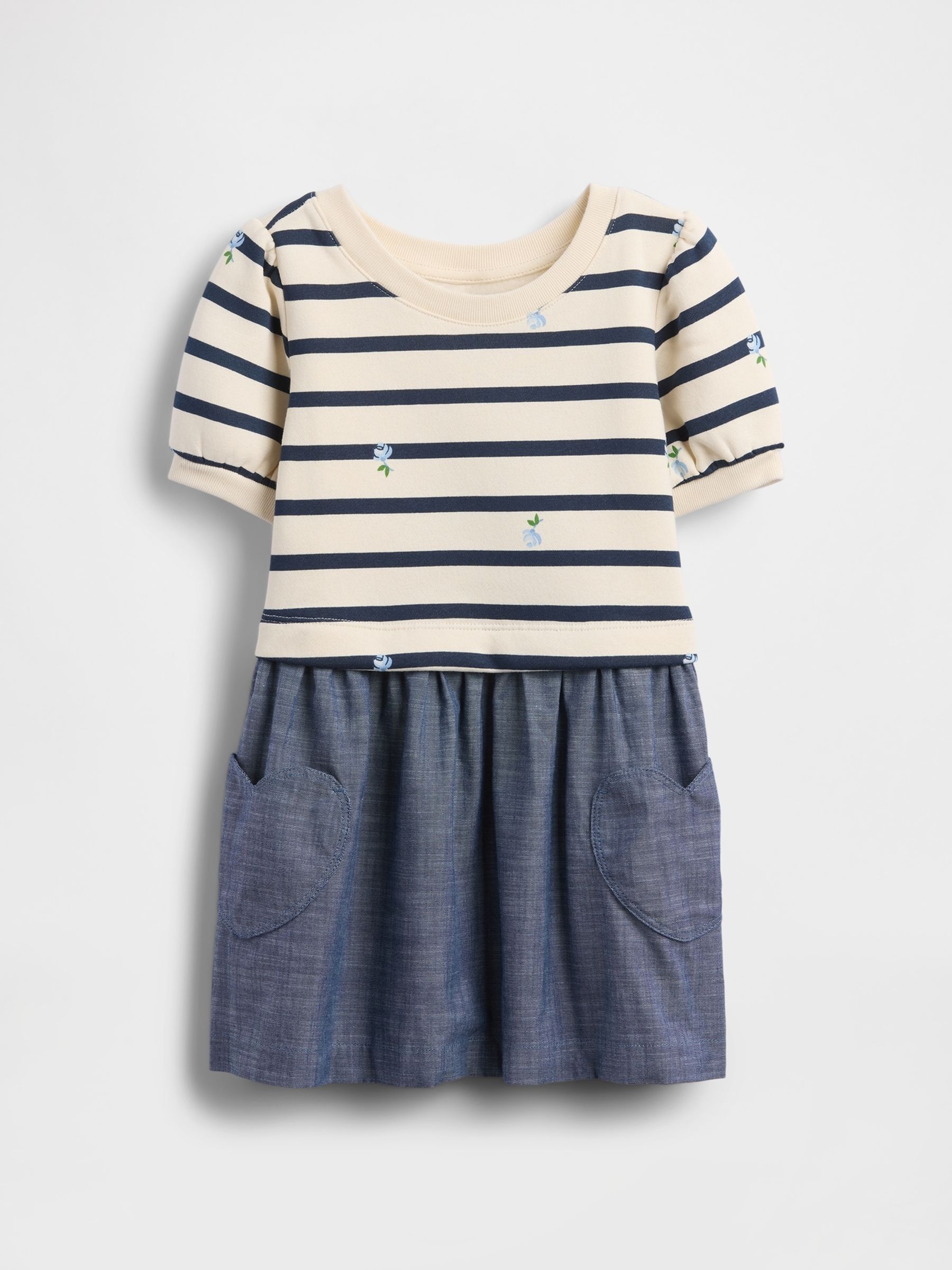 Cream Vintage Soft Mixed Media Dress (6mths-5yrs) - Image 1 of 2