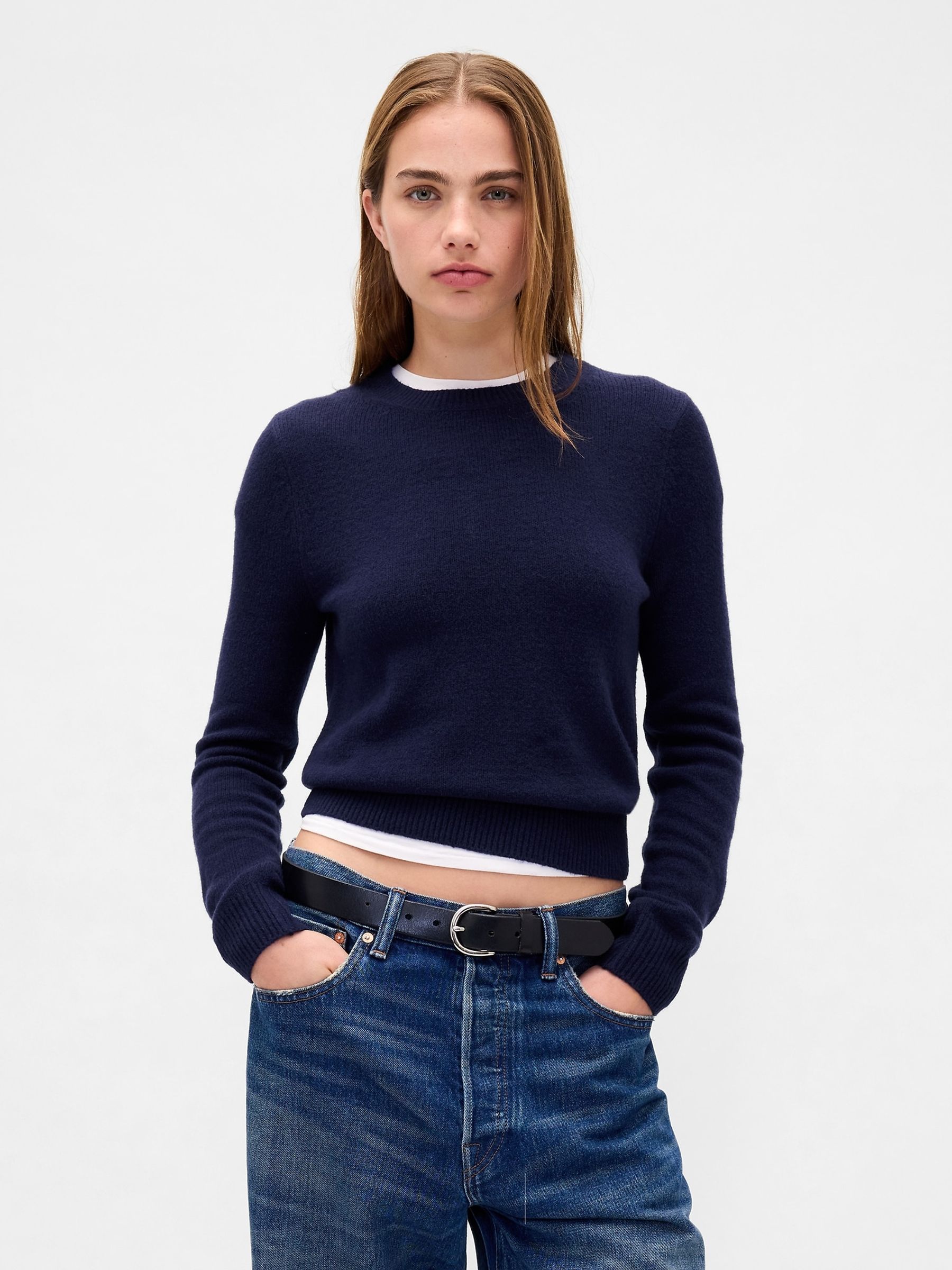 Navy Blue CashSoft Crew Neck Jumper - Image 1 of 4