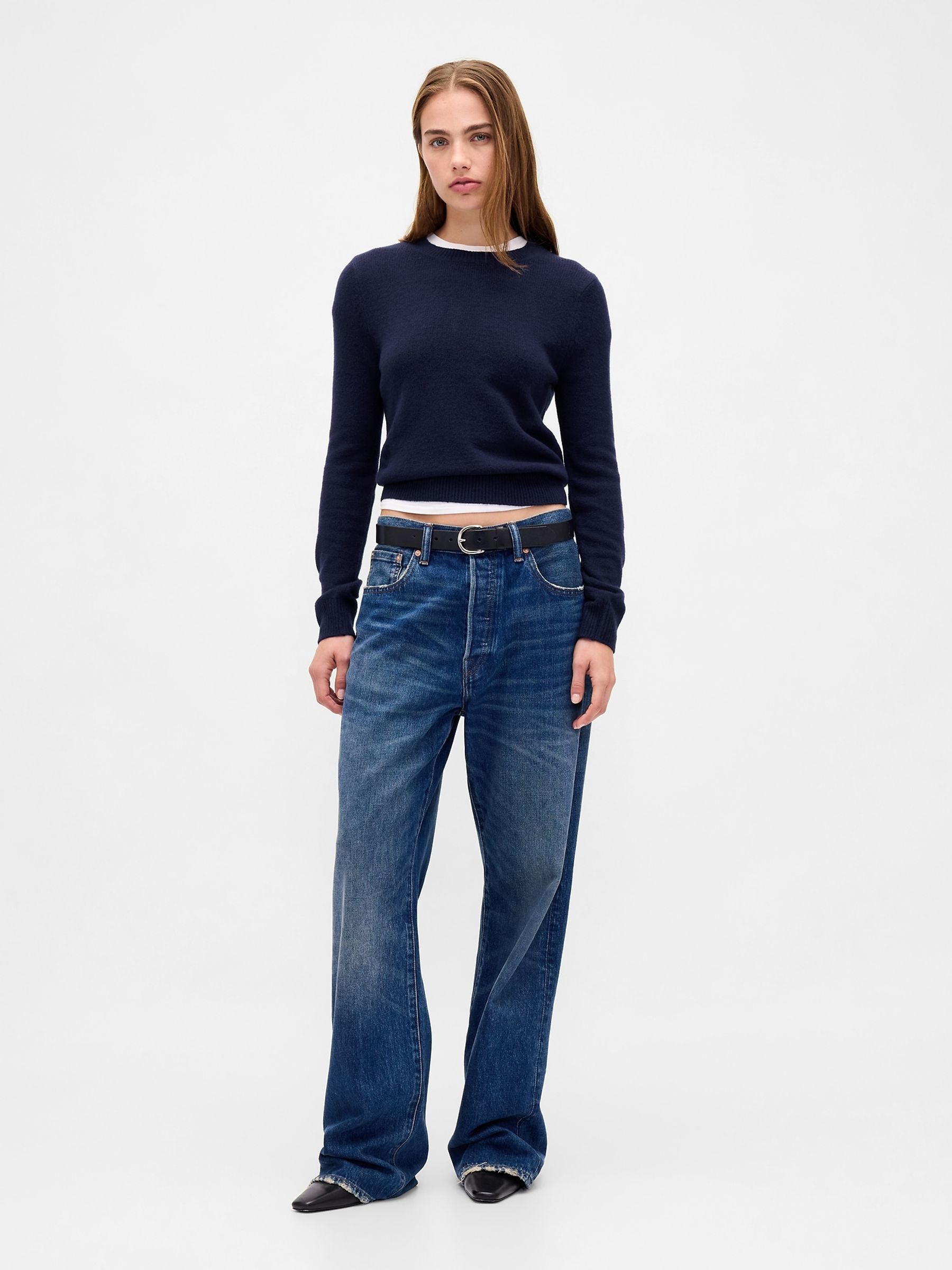Navy Blue CashSoft Crew Neck Jumper - Image 3 of 4