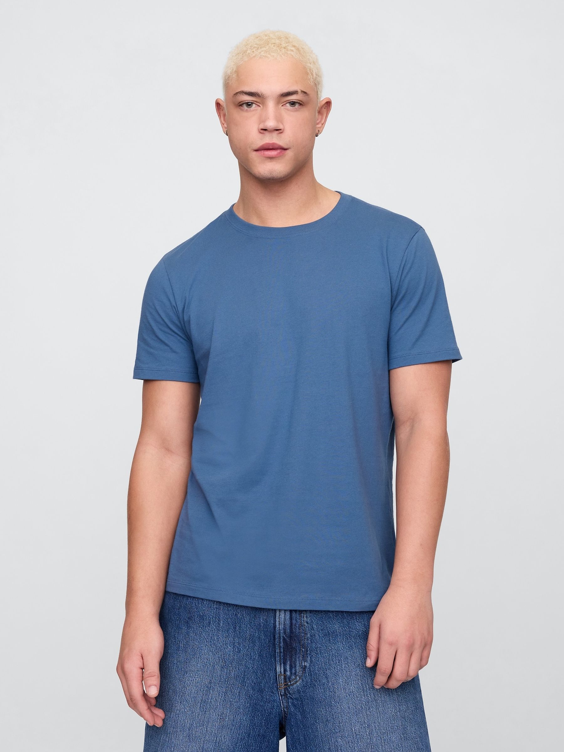Blue Everyday Soft Crew Neck T-Shirt - Image 1 of 5 Blue Everyday Soft Crew Neck T-Shirt - Image 1 of 5