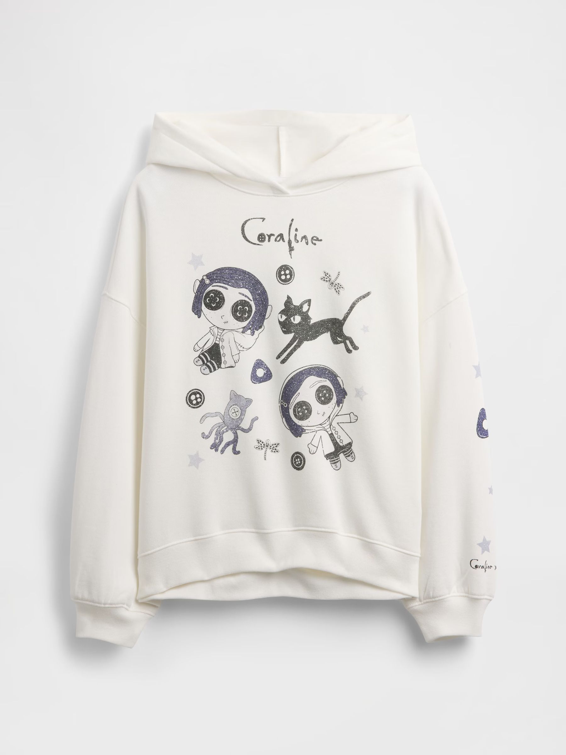 White VintageSoft Coraline Halloween Hoodie - Image 4 of 5