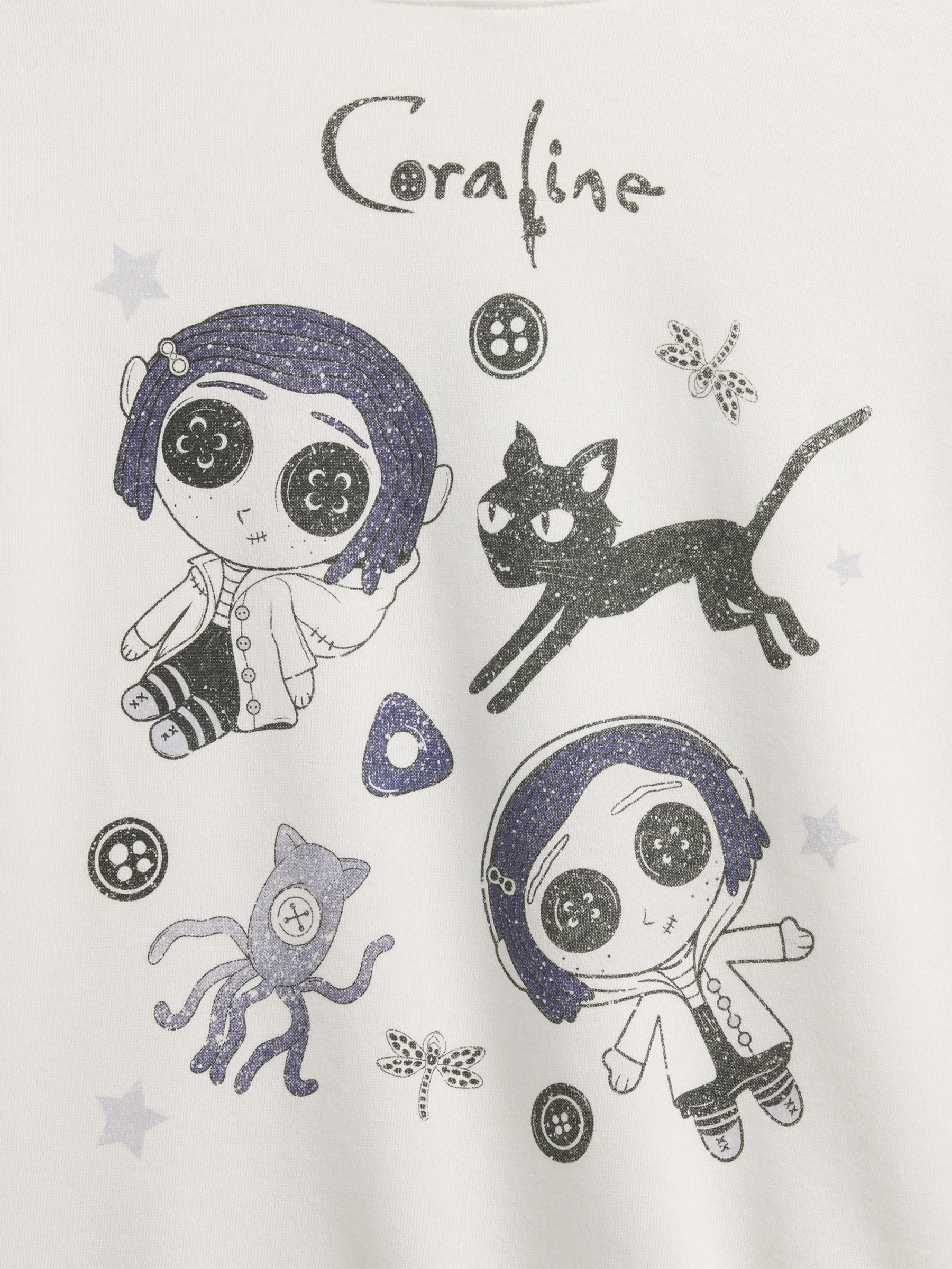 White VintageSoft Coraline Halloween Hoodie - Image 5 of 5