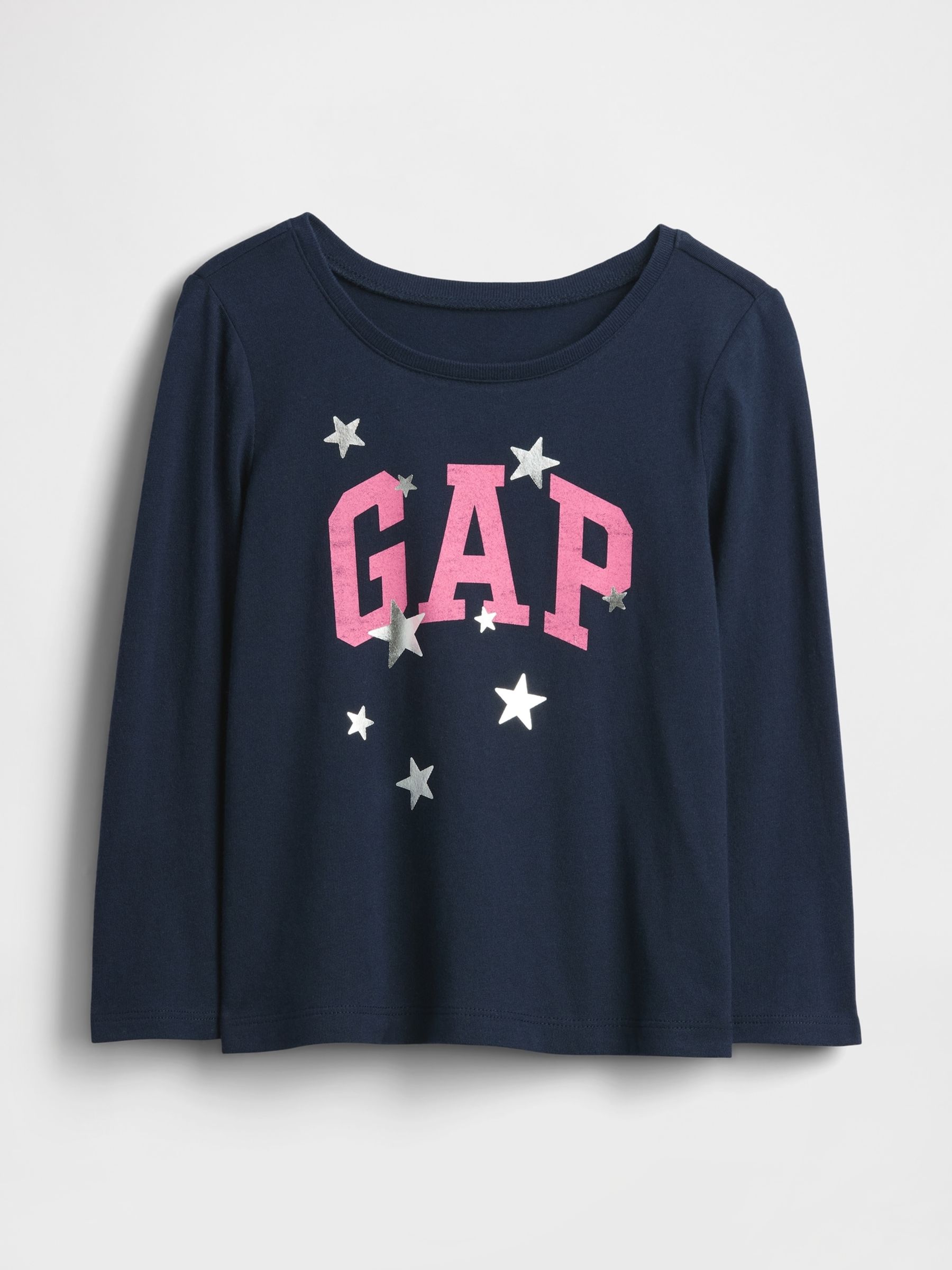 Navy Logo Crew Neck Long Sleeve T-Shirt Gap