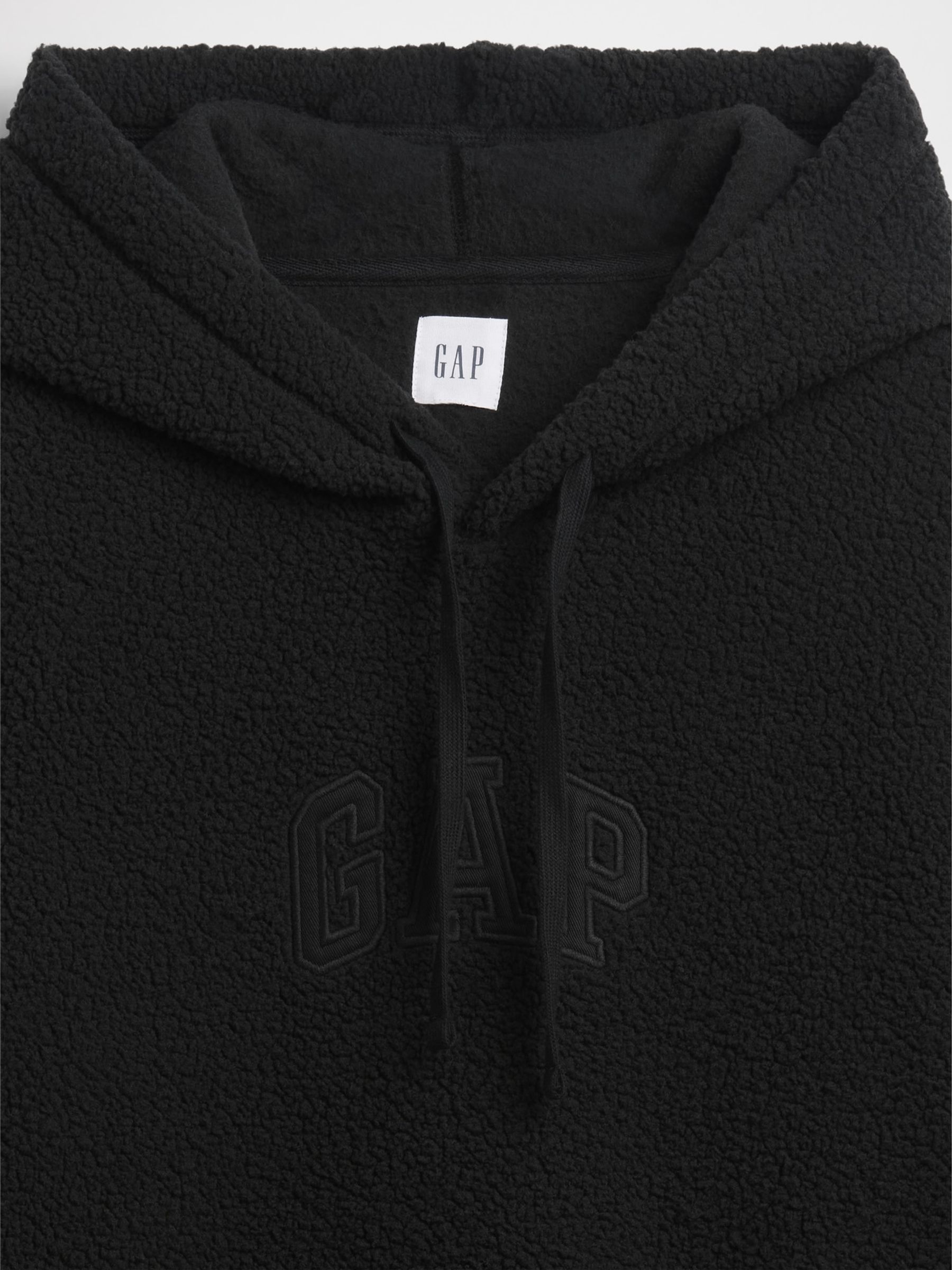 Black Relaxed Logo Sherpa Knit Hoodie - Image 4 of 4