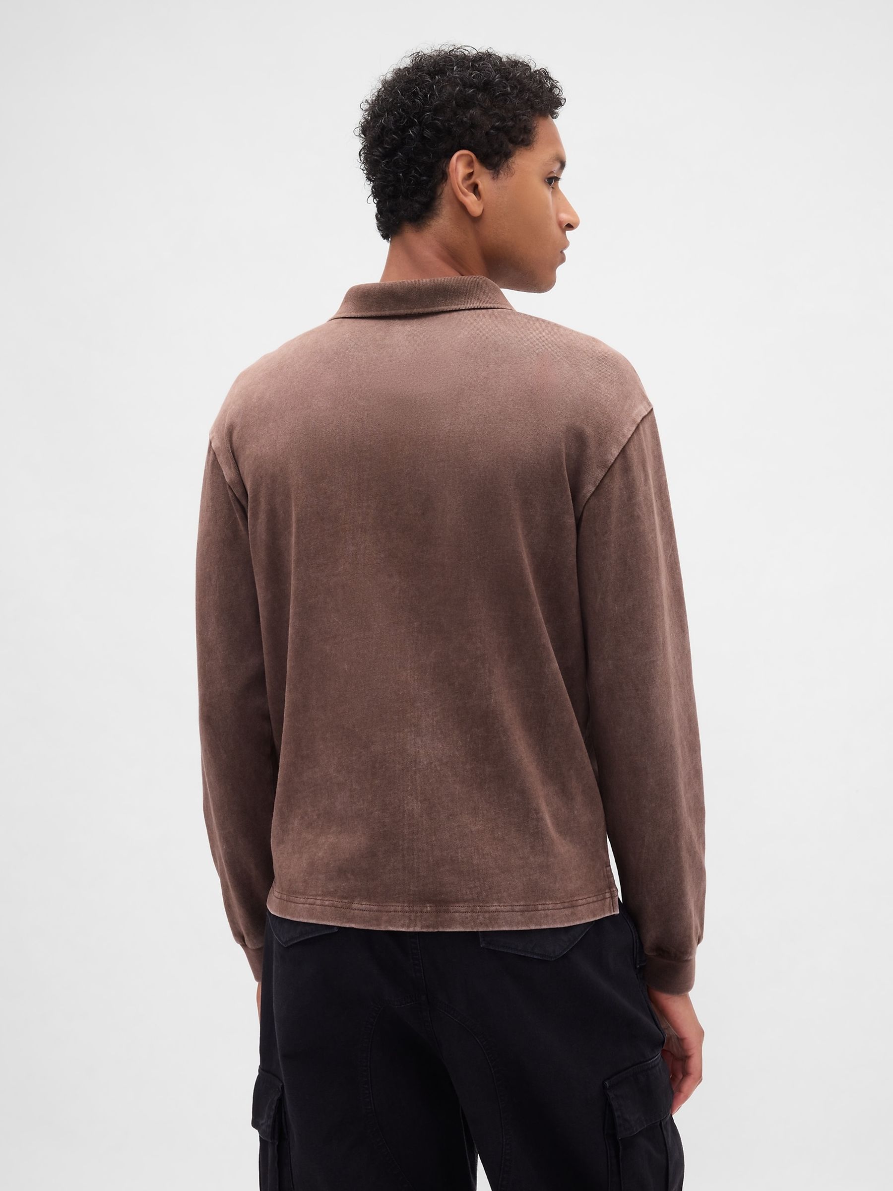 Brown Heavyweight Jersey Polo Shirt - Image 2 of 4