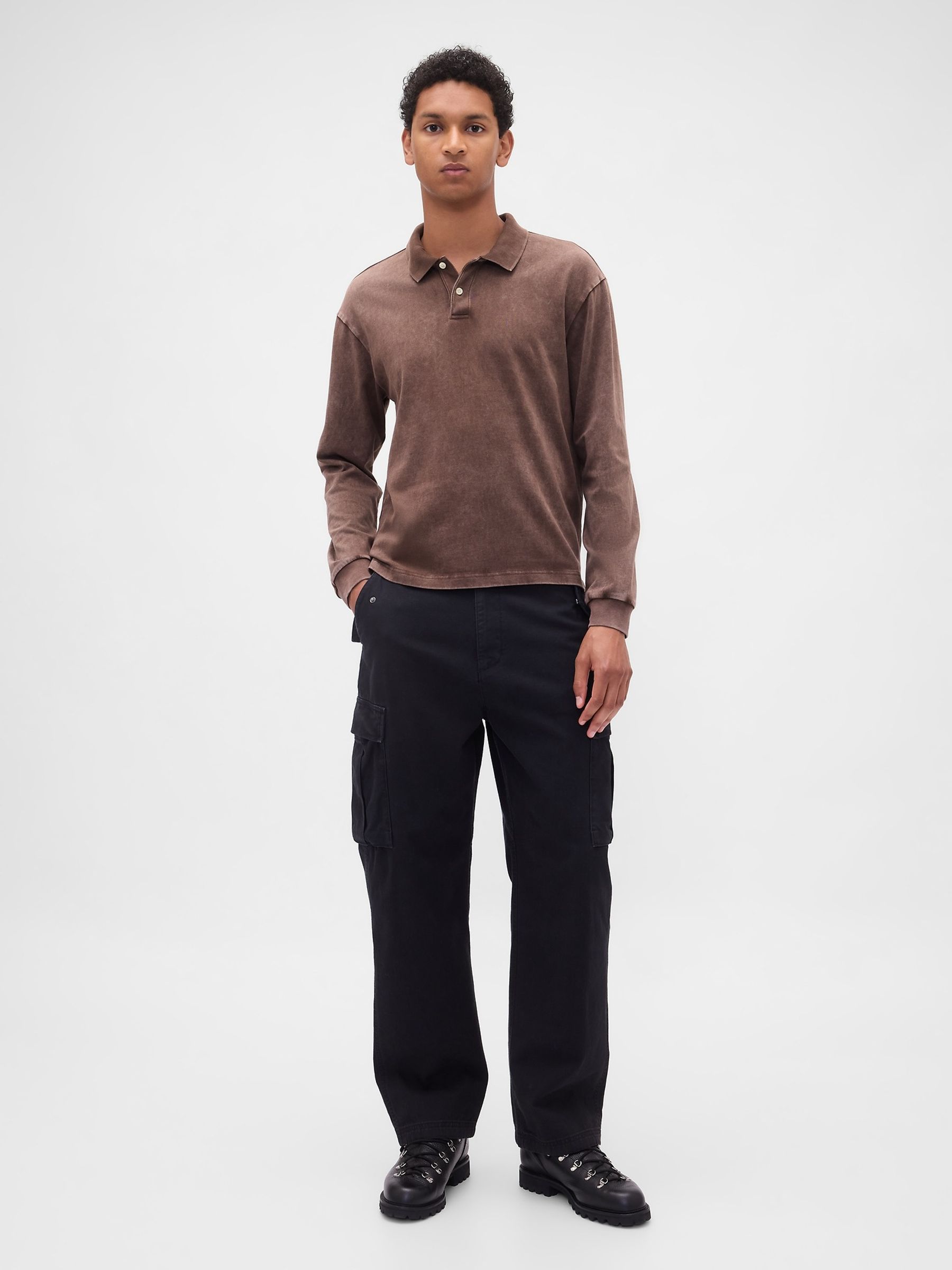 Brown Heavyweight Jersey Polo Shirt - Image 3 of 4