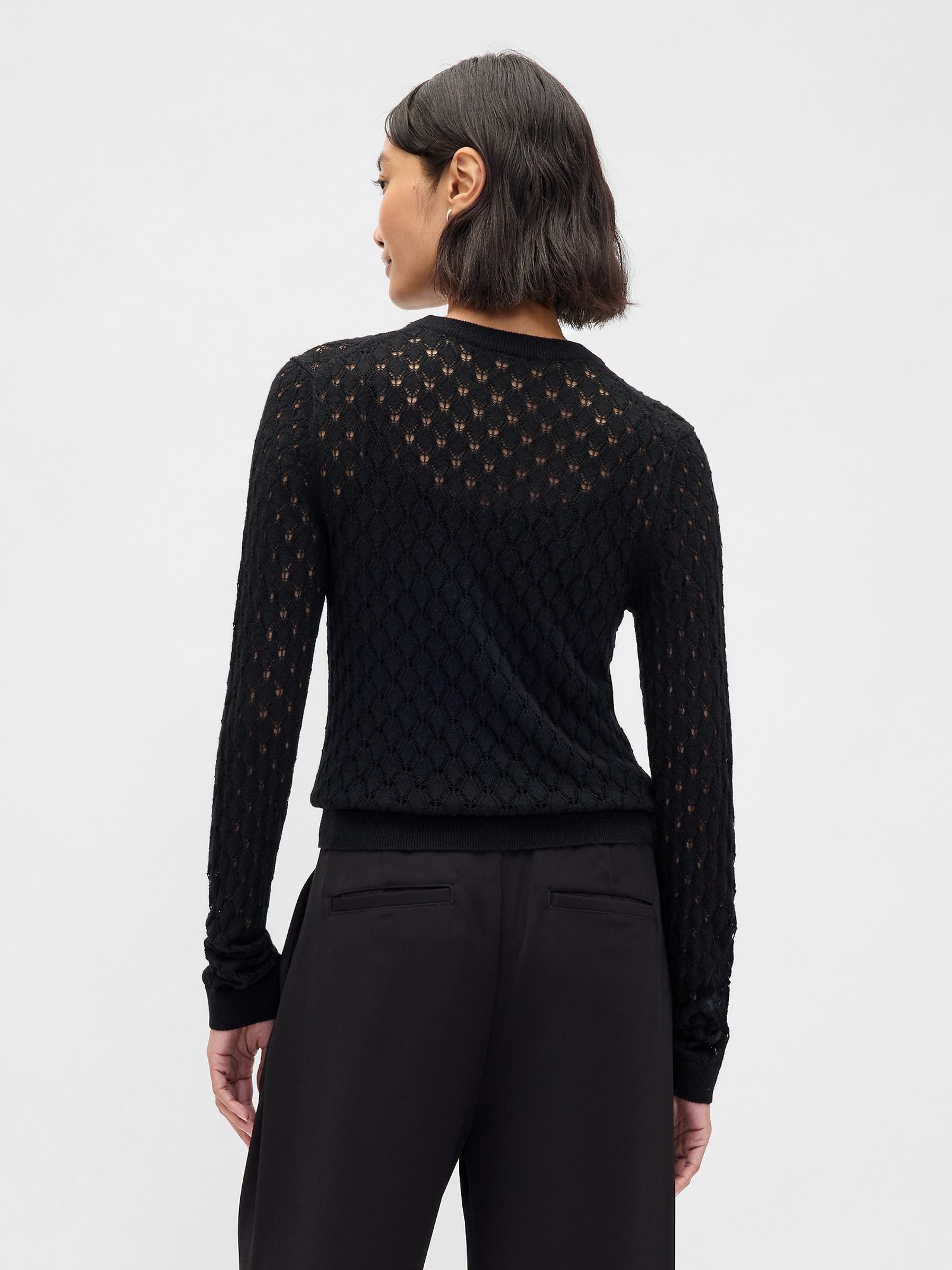 Black Pointelle Sweatshirt - Image 2 of 4