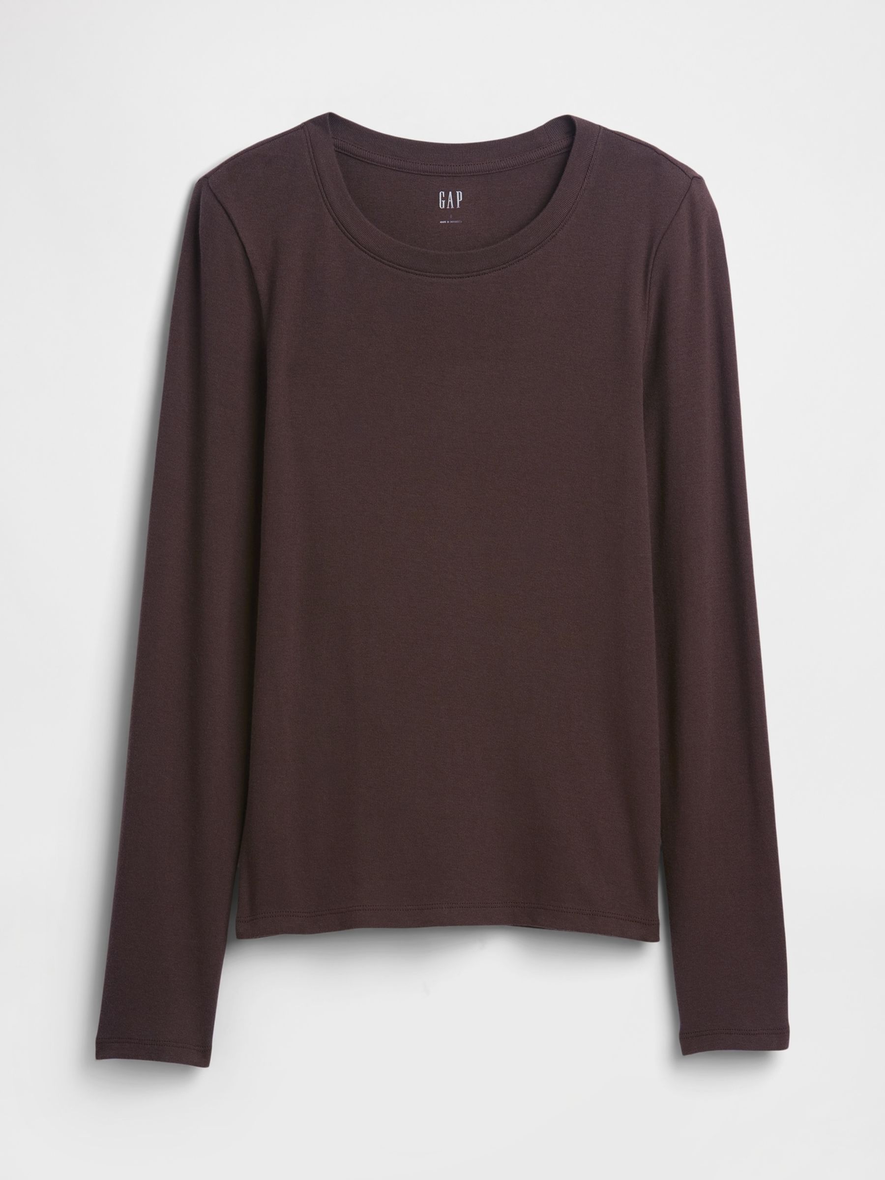 Brown Long Sleeve Modern Crewneck T-Shirt - Image 5 of 5