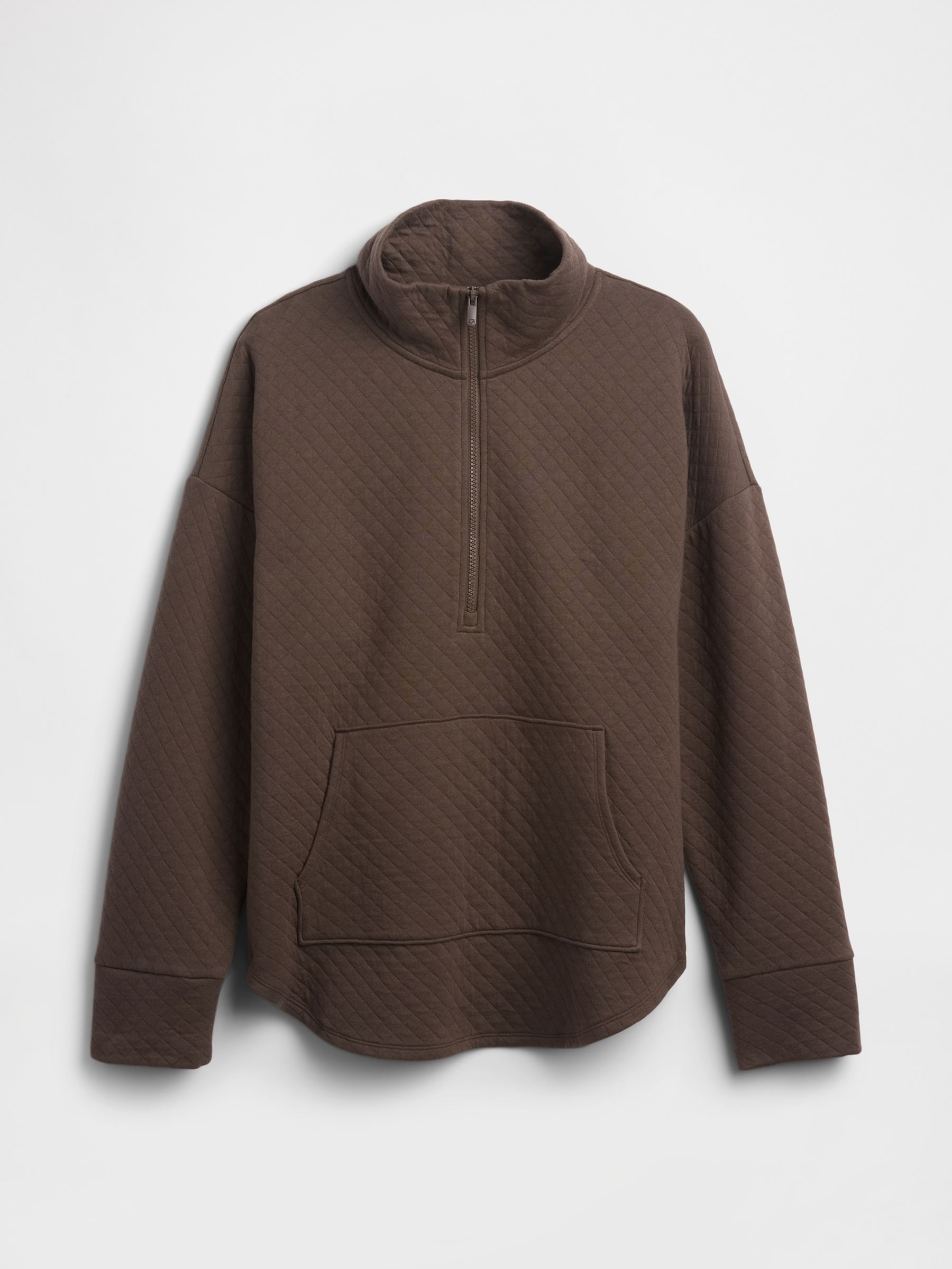 Brown Oversized Quilted Quarter-Zip Jacket - Image 4 of 4