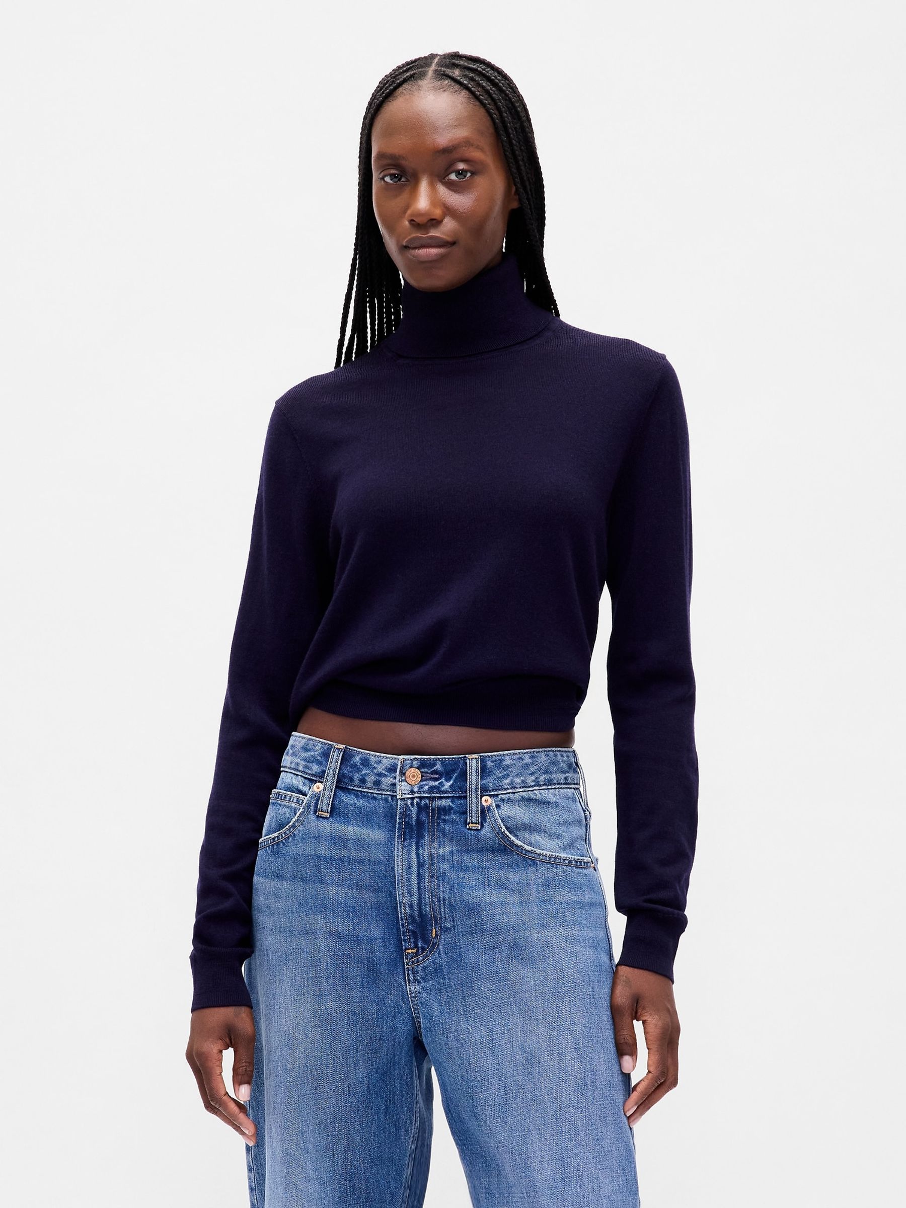 Purple Merino Wool Turtle Neck Jumper - Image 1 of 4