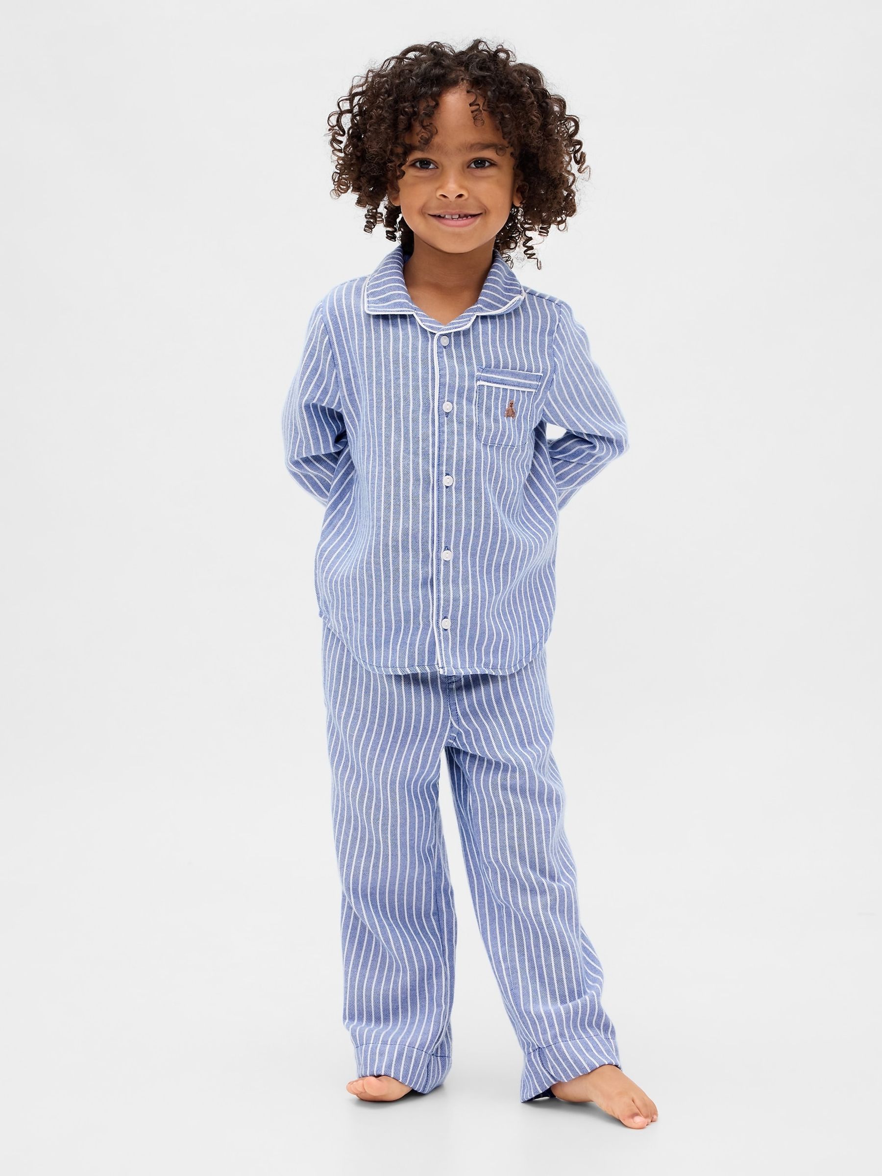 Blue Stripe Flannel Pyjama Top & Trousers Set (6mths-5yrs) - Image 2 of 4