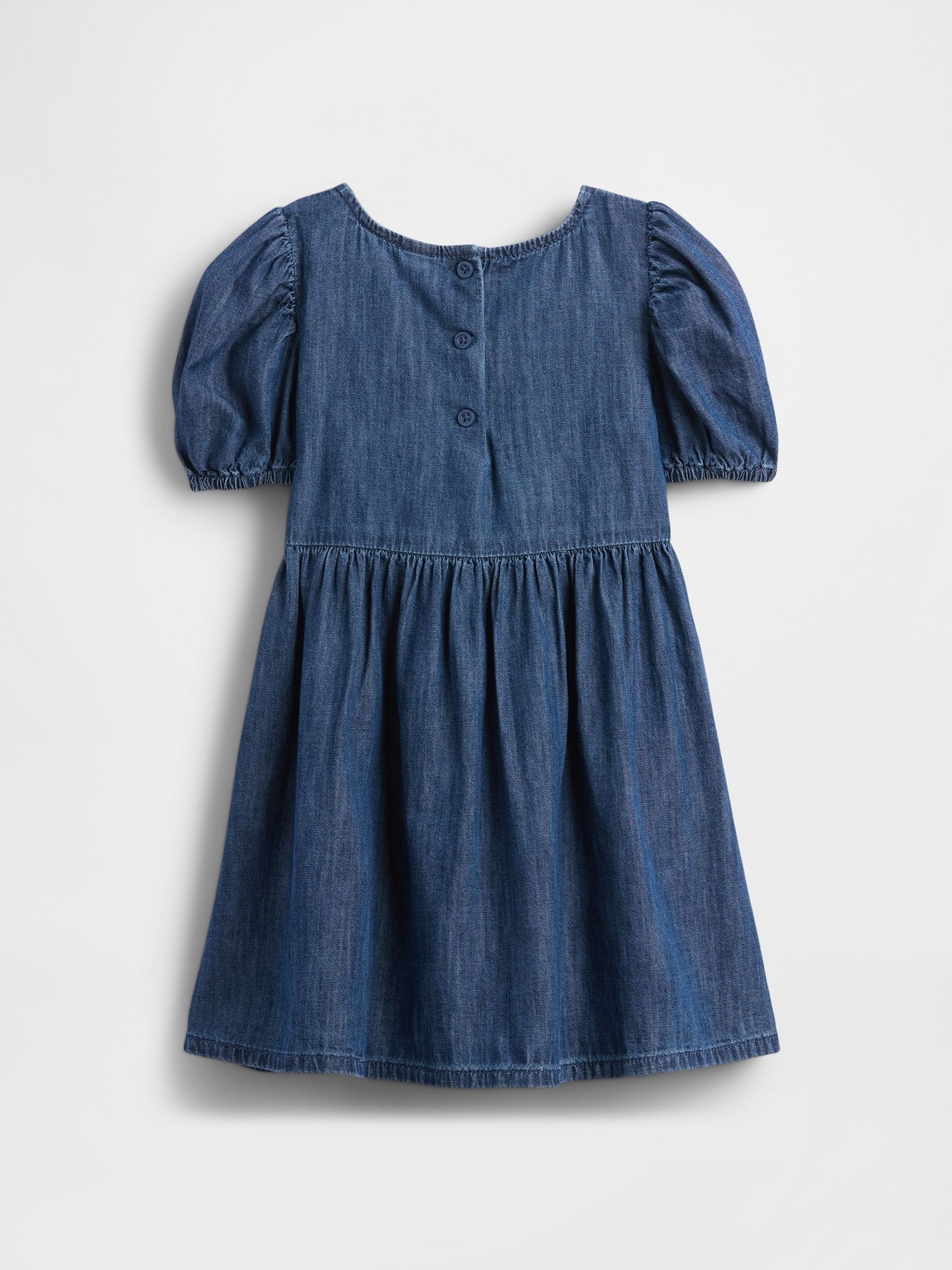 Blue Denim Puff-Sleeve Bow Dress (6mths-5yrs) - Image 3 of 3