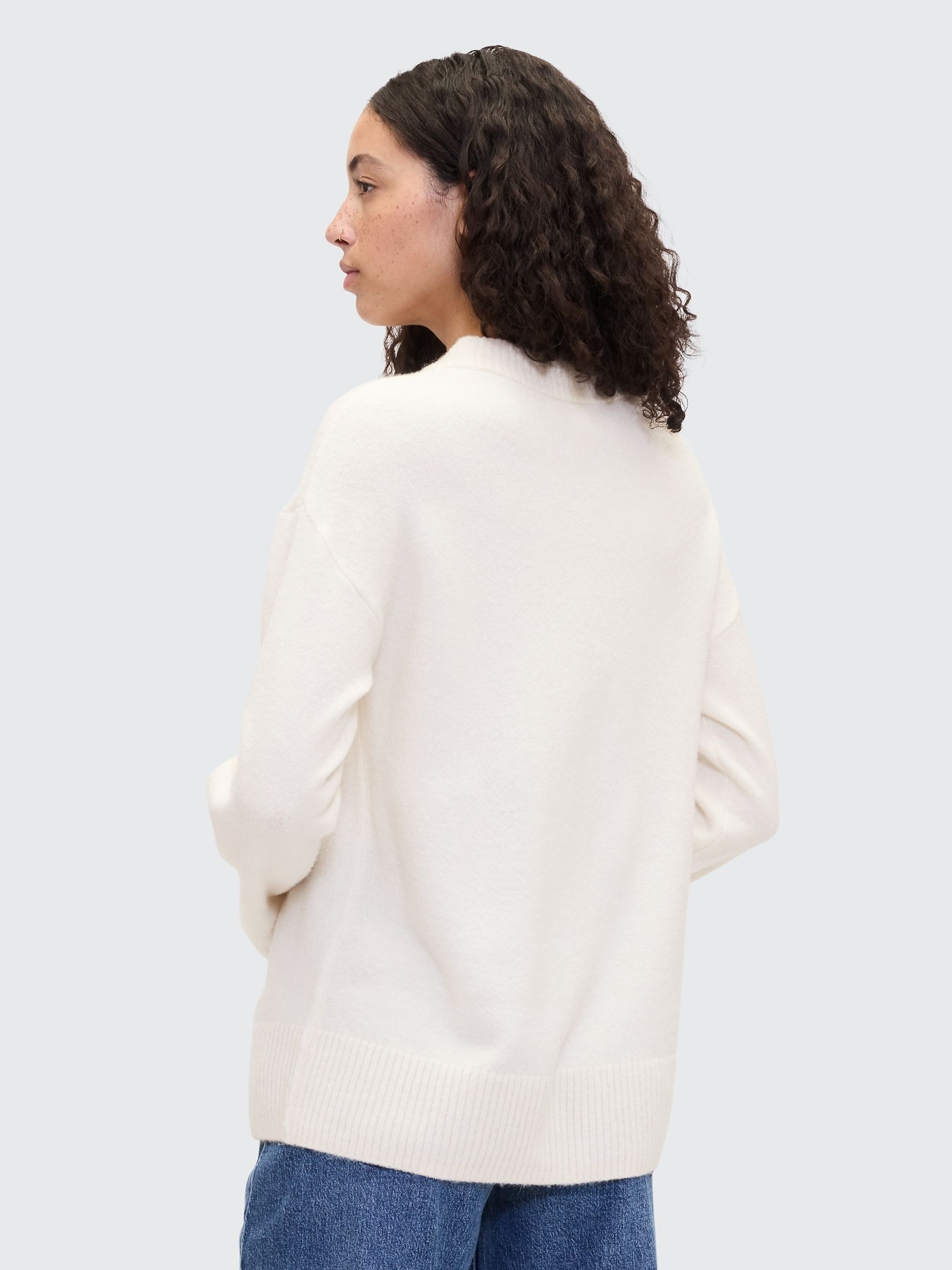 Cream V-Neck Sweatshirt - Image 2 of 5