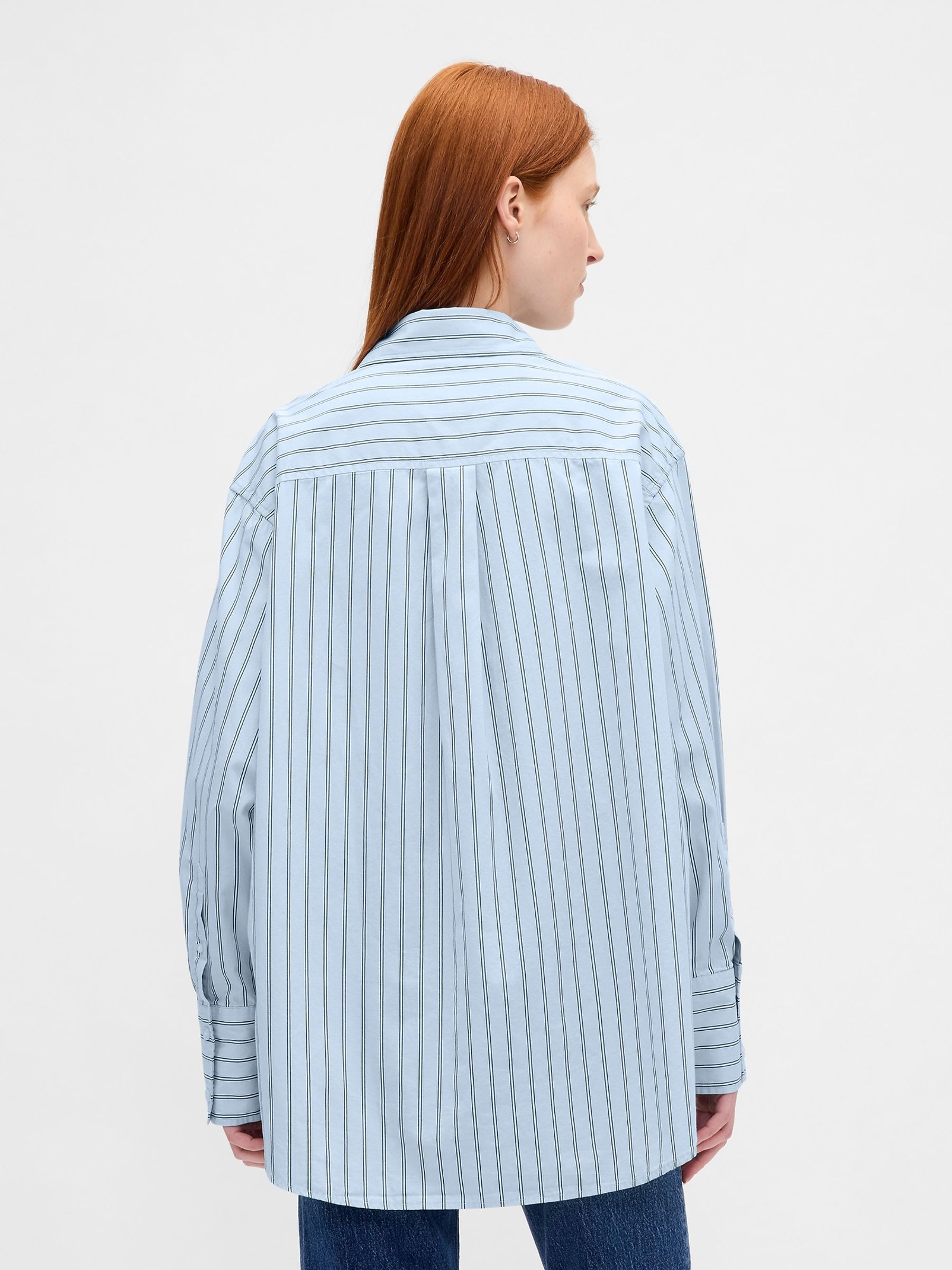 Light Blue Stripe Poplin Big Shirt | Gap