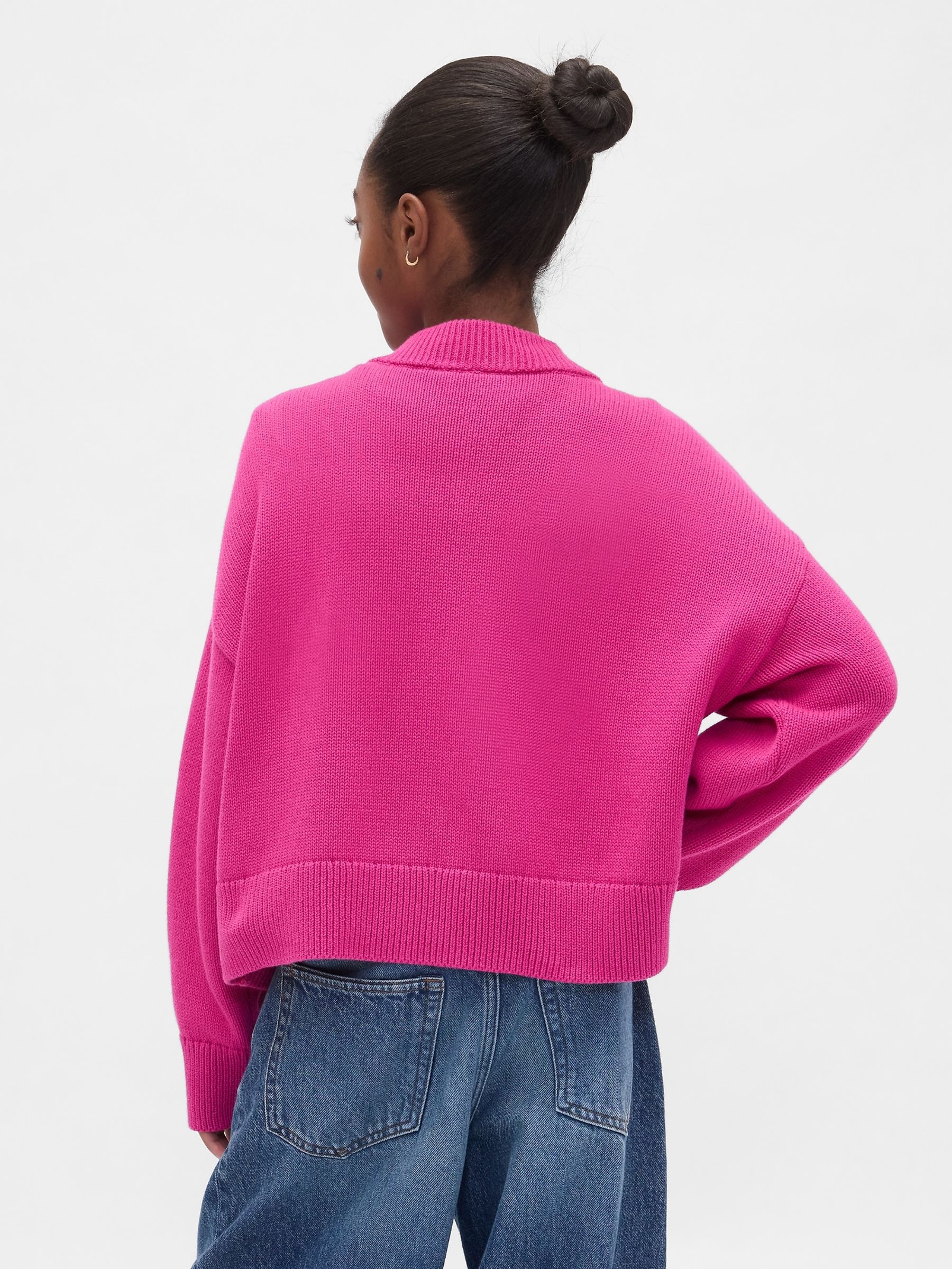 Pink Boxy V-Neck Jumper - Image 2 of 5 Pink Boxy V-Neck Jumper - Image 2 of 5