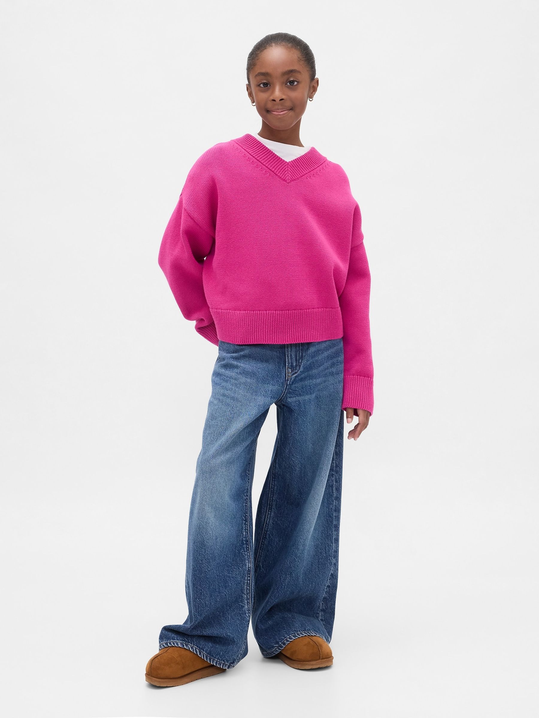 Pink Boxy V-Neck Jumper - Image 3 of 5