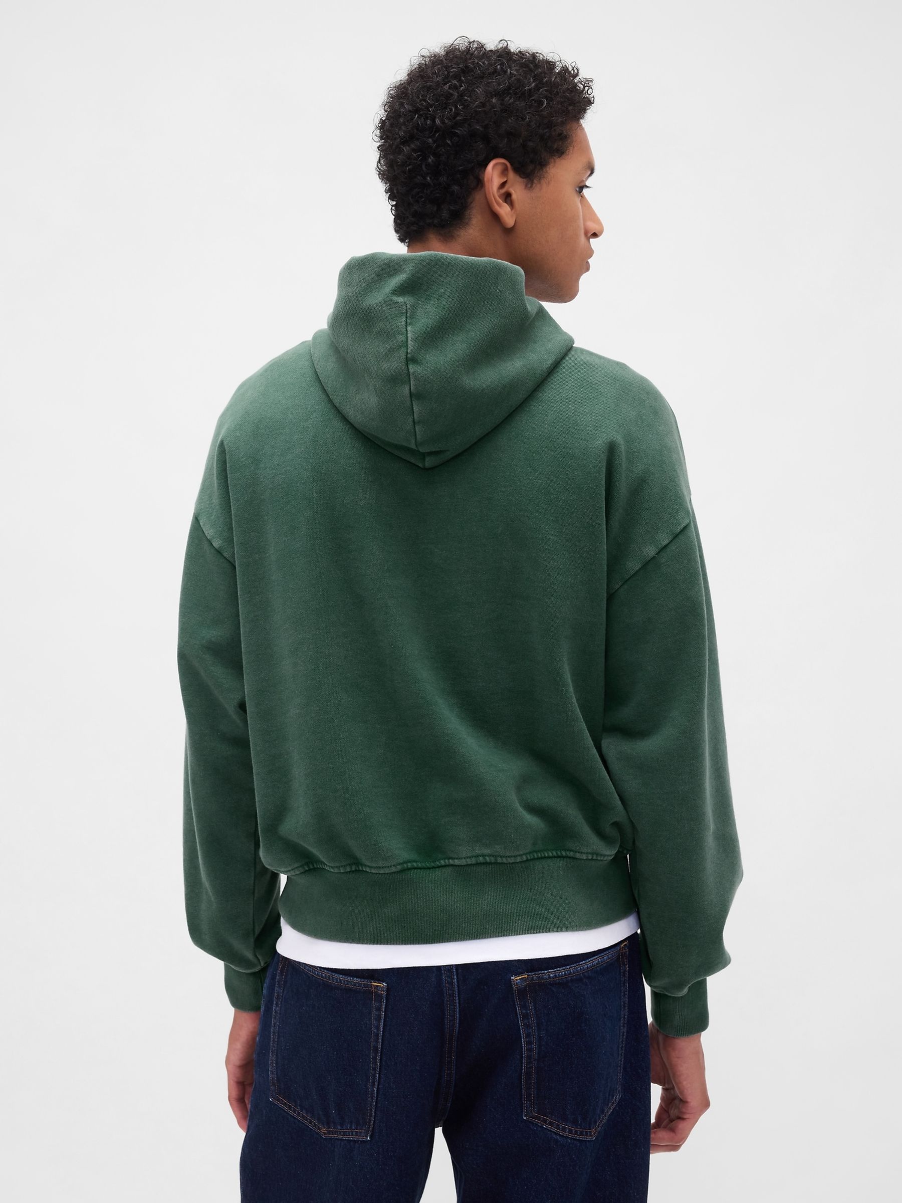 Dark Green Oversized Heavyweight Hoodie - Image 2 of 4