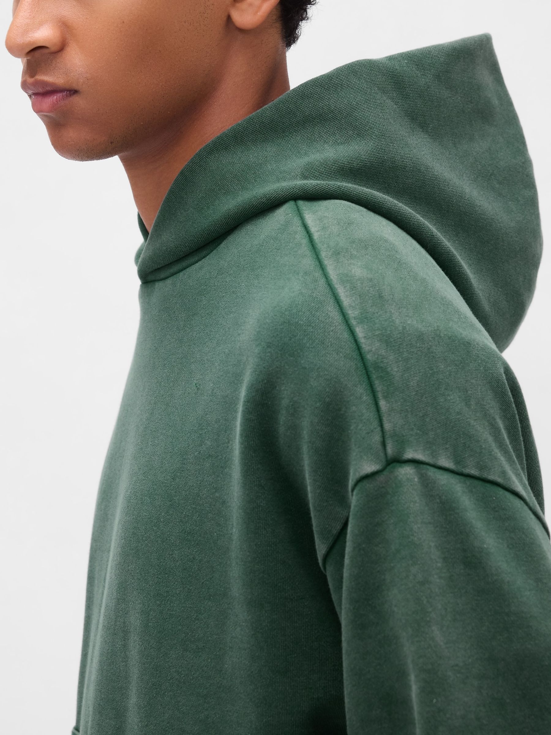 Dark Green Oversized Heavyweight Hoodie - Image 3 of 4