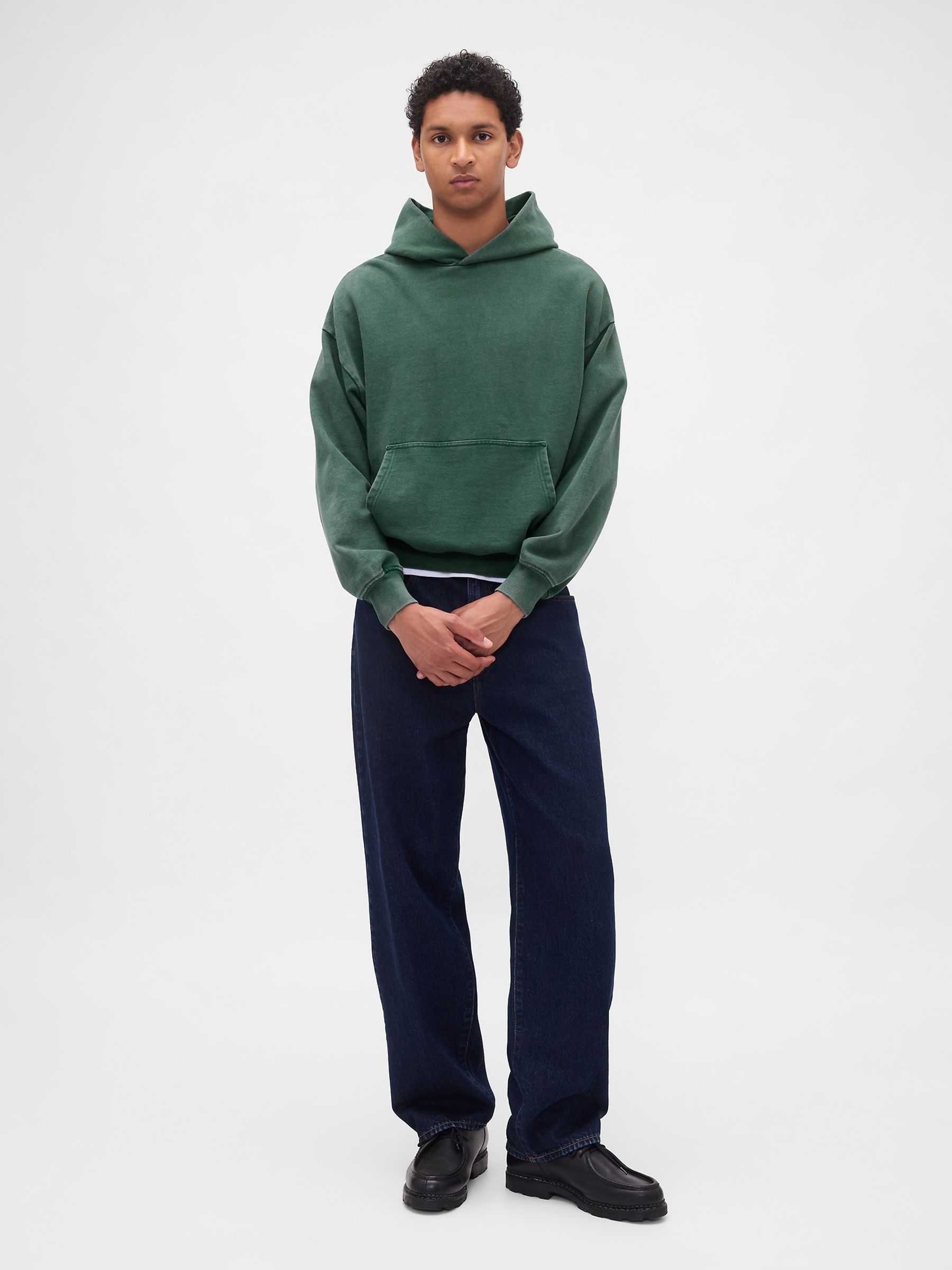 Dark Green Oversized Heavyweight Hoodie - Image 4 of 4