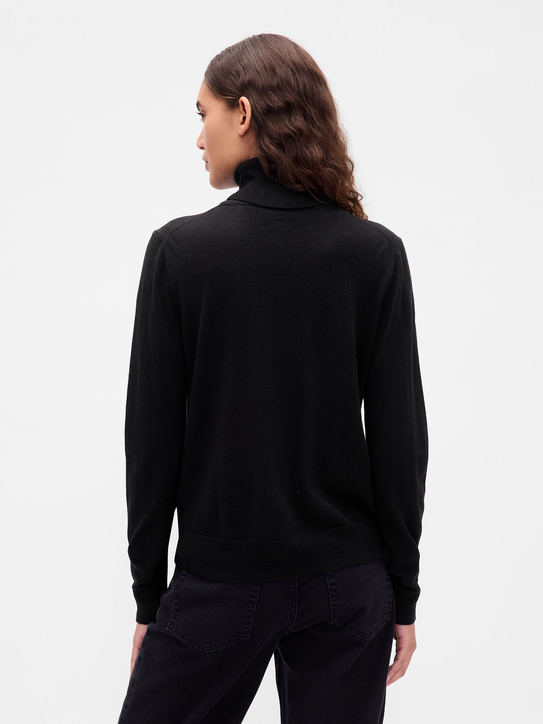 Black Merino Wool Turtle Neck Jumper - Image 2 of 4