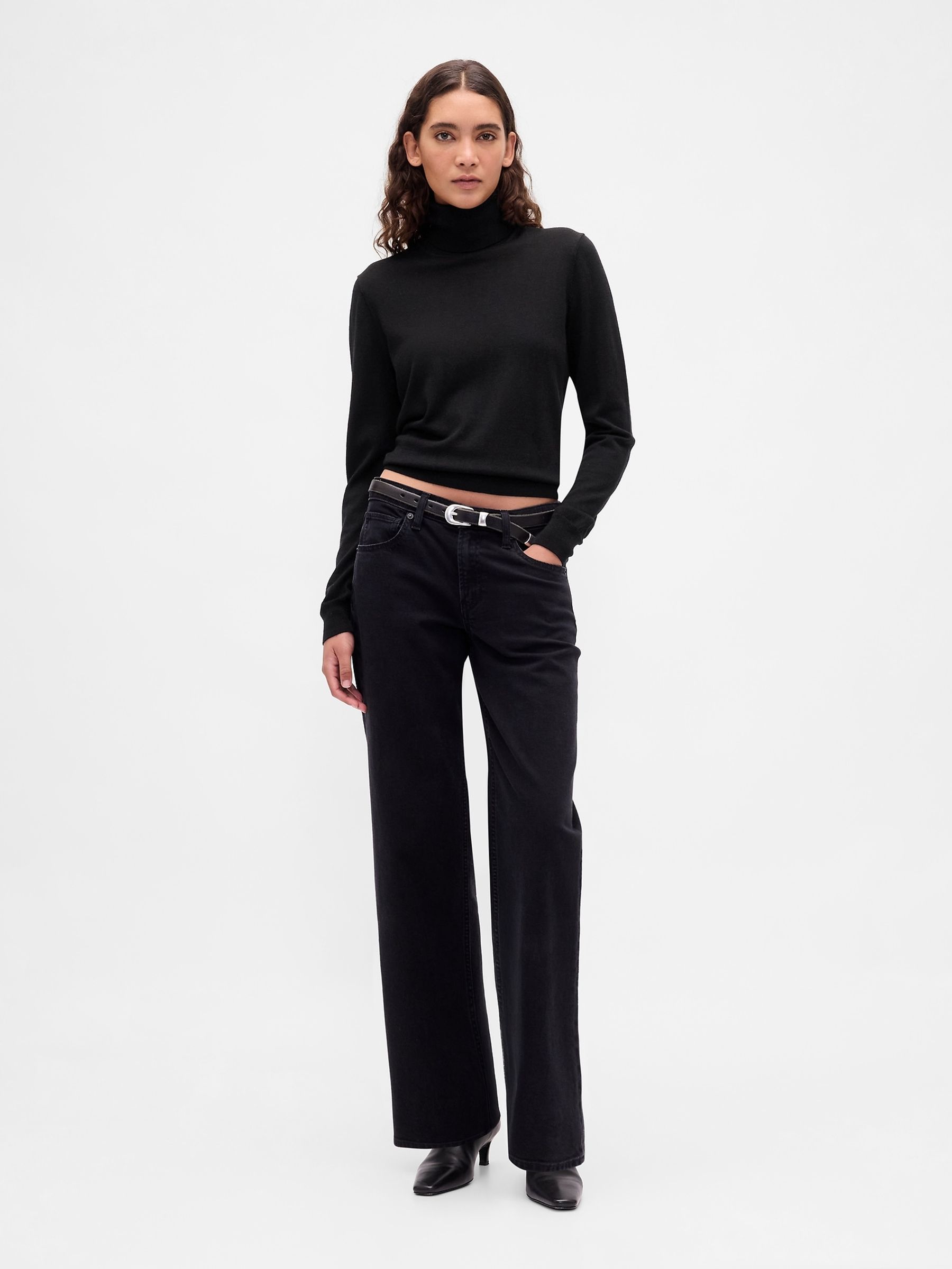 Black Merino Wool Turtle Neck Jumper - Image 3 of 4