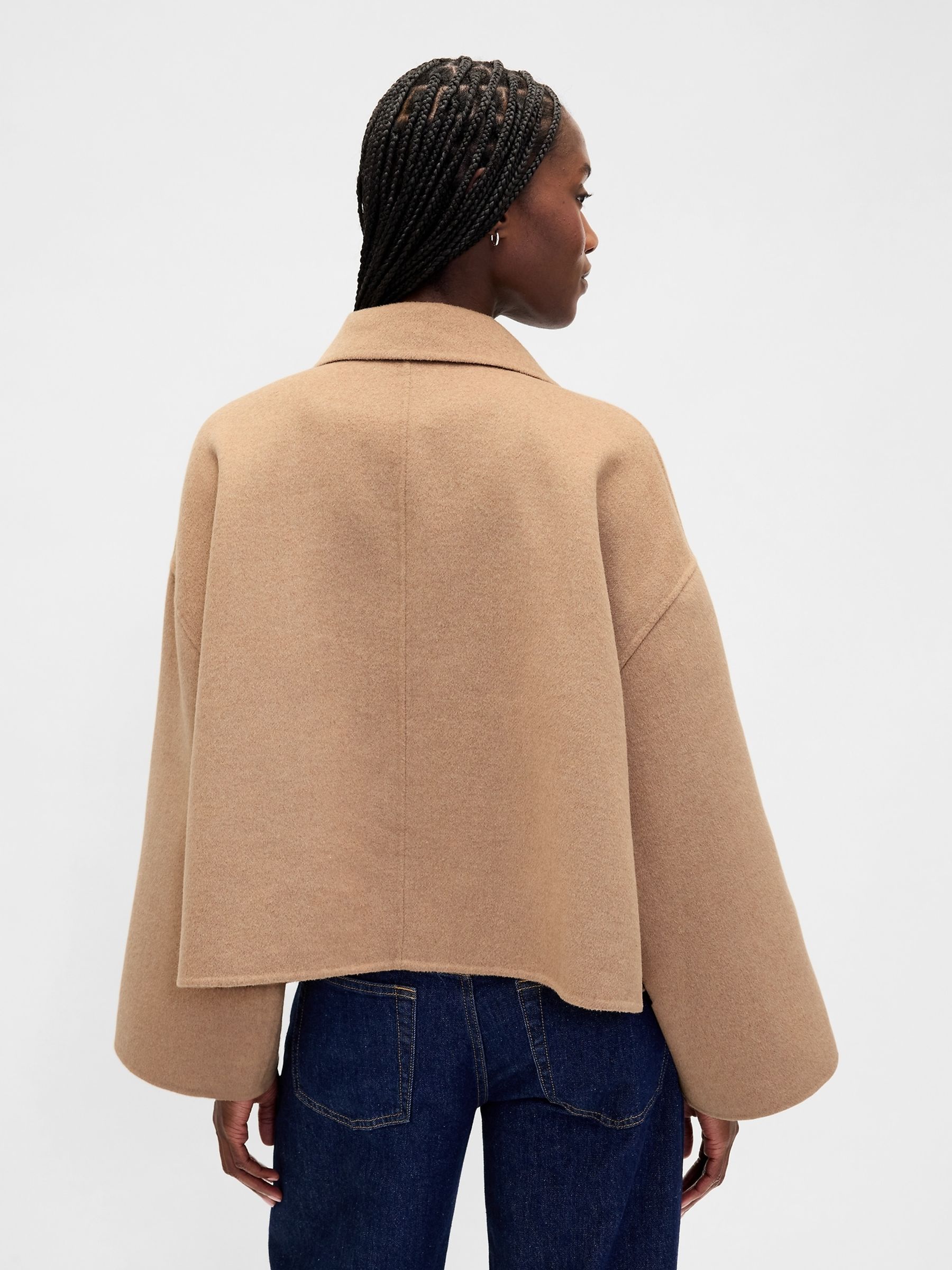 Beige Wool Blend Swing Jacket - Image 2 of 4 Beige Wool Blend Swing Jacket - Image 2 of 4