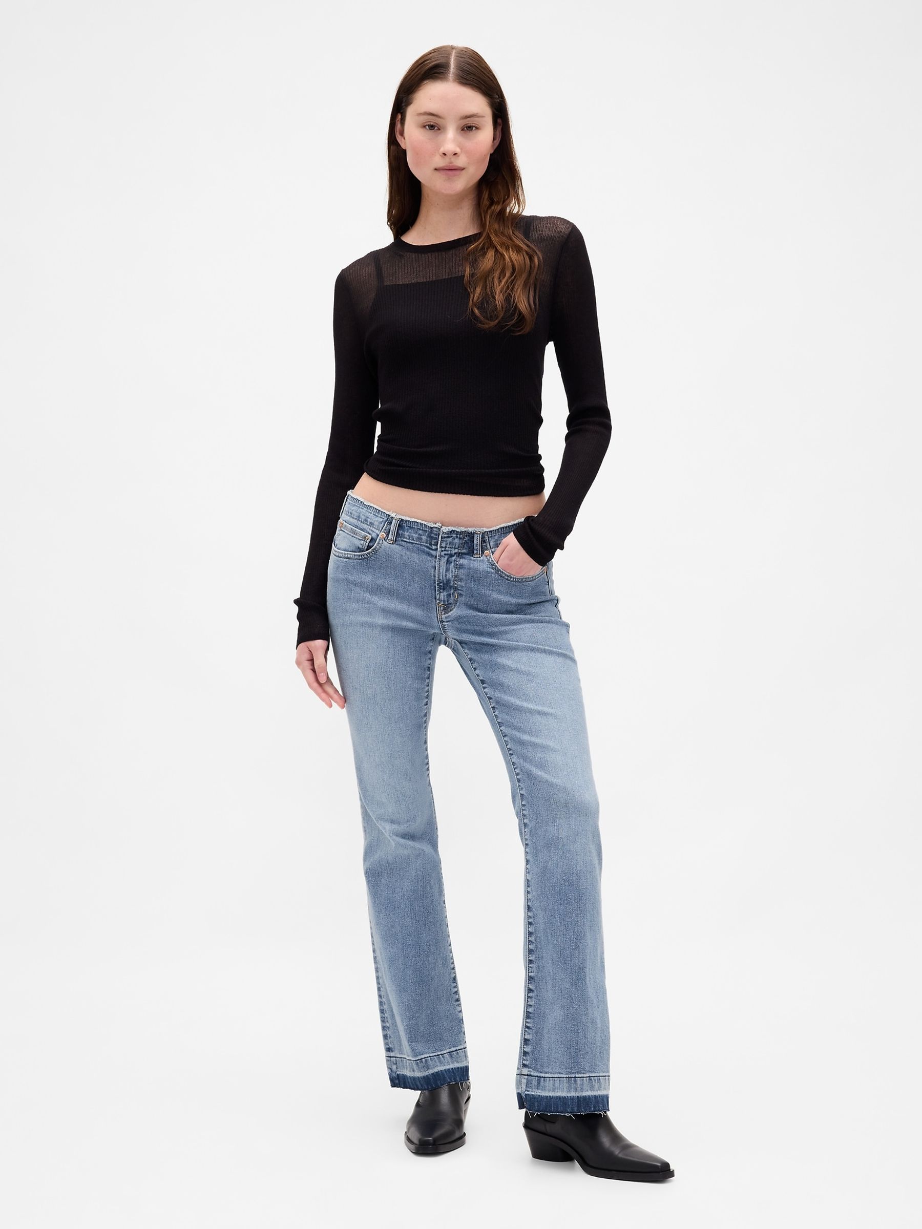 Blue Low Rise Long and Lean Bootcut Jeans | Gap