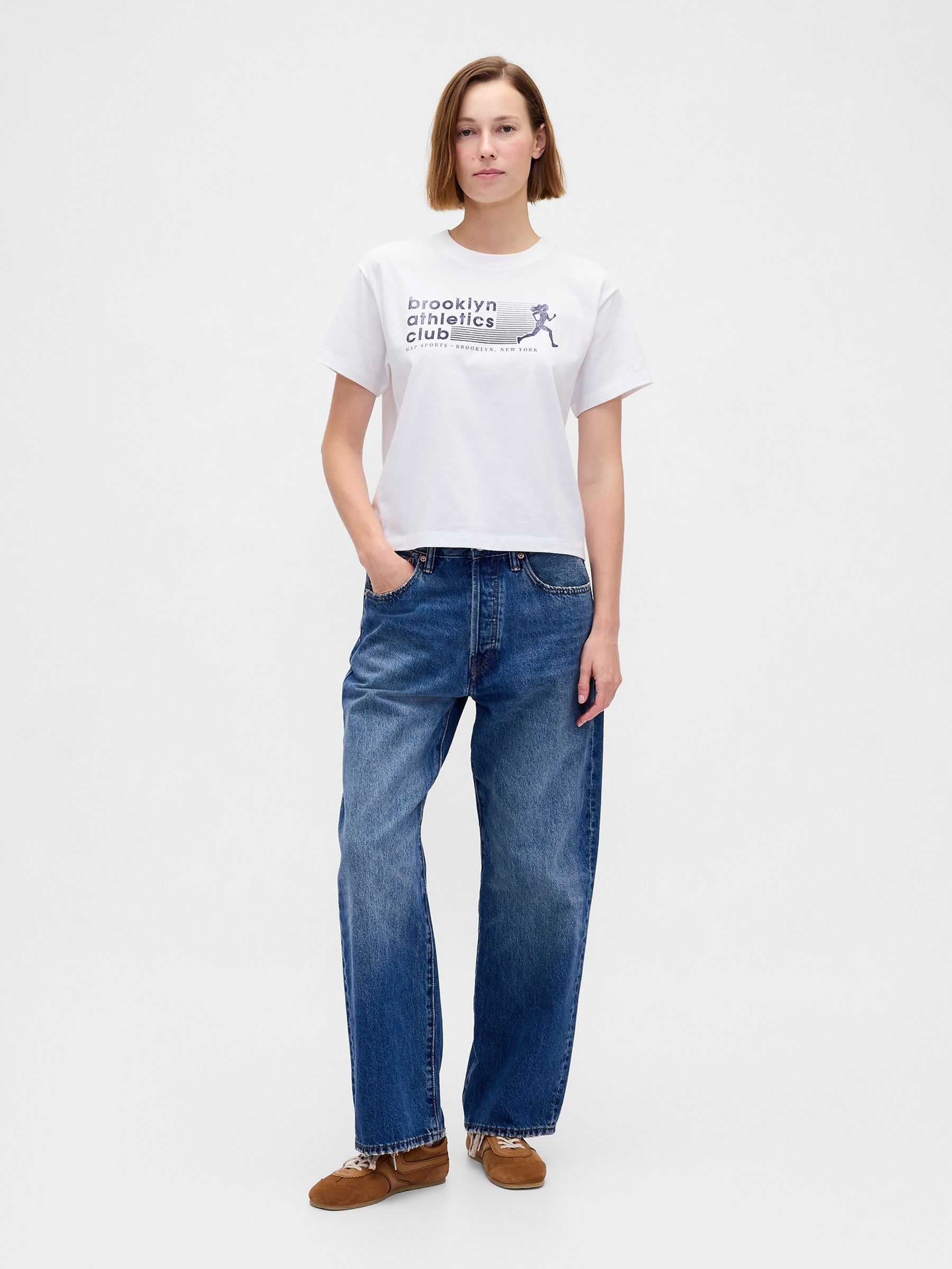 White Brooklyn Athletics Club Relaxed Graphic T-Shirt - Image 1 of 3