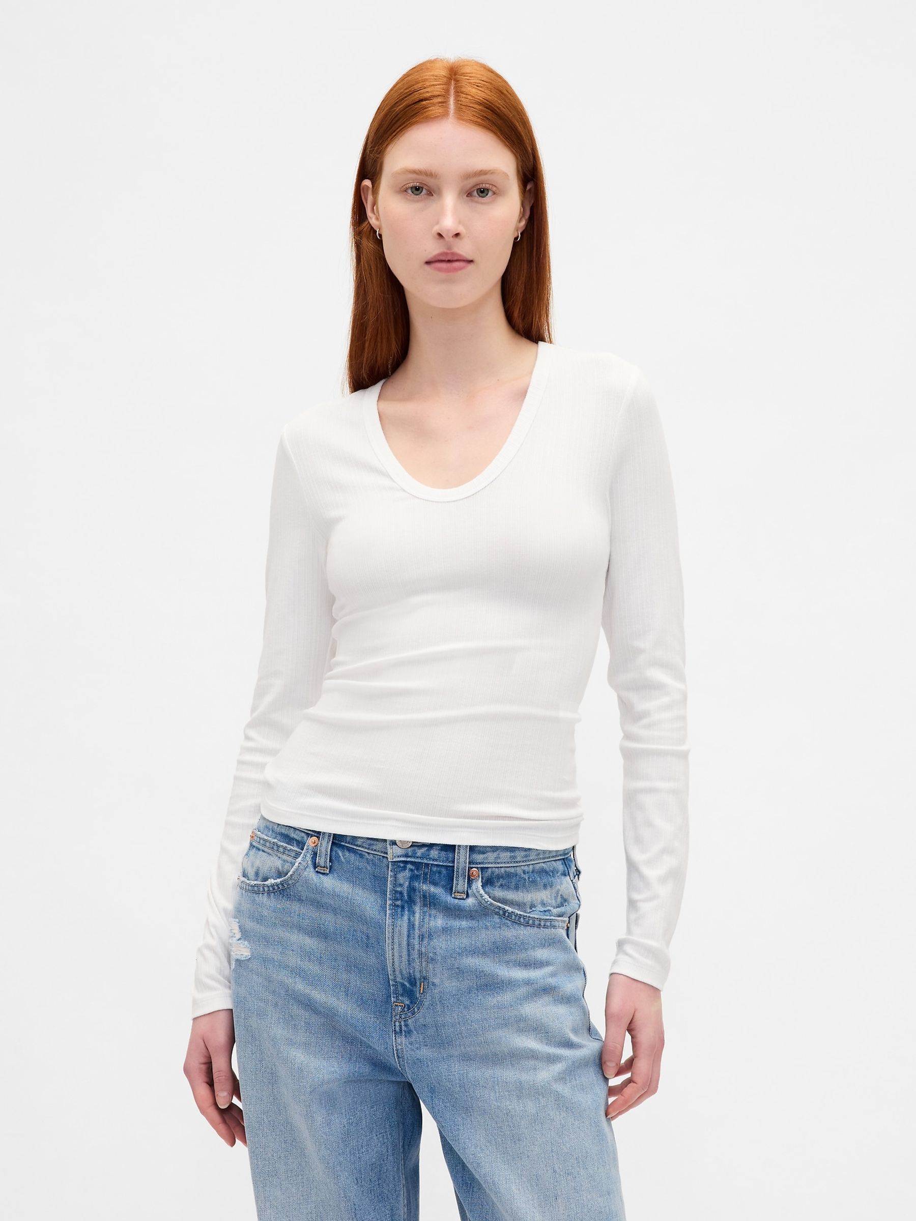 White Sheer Modern Rib T-Shirt - Image 1 of 3