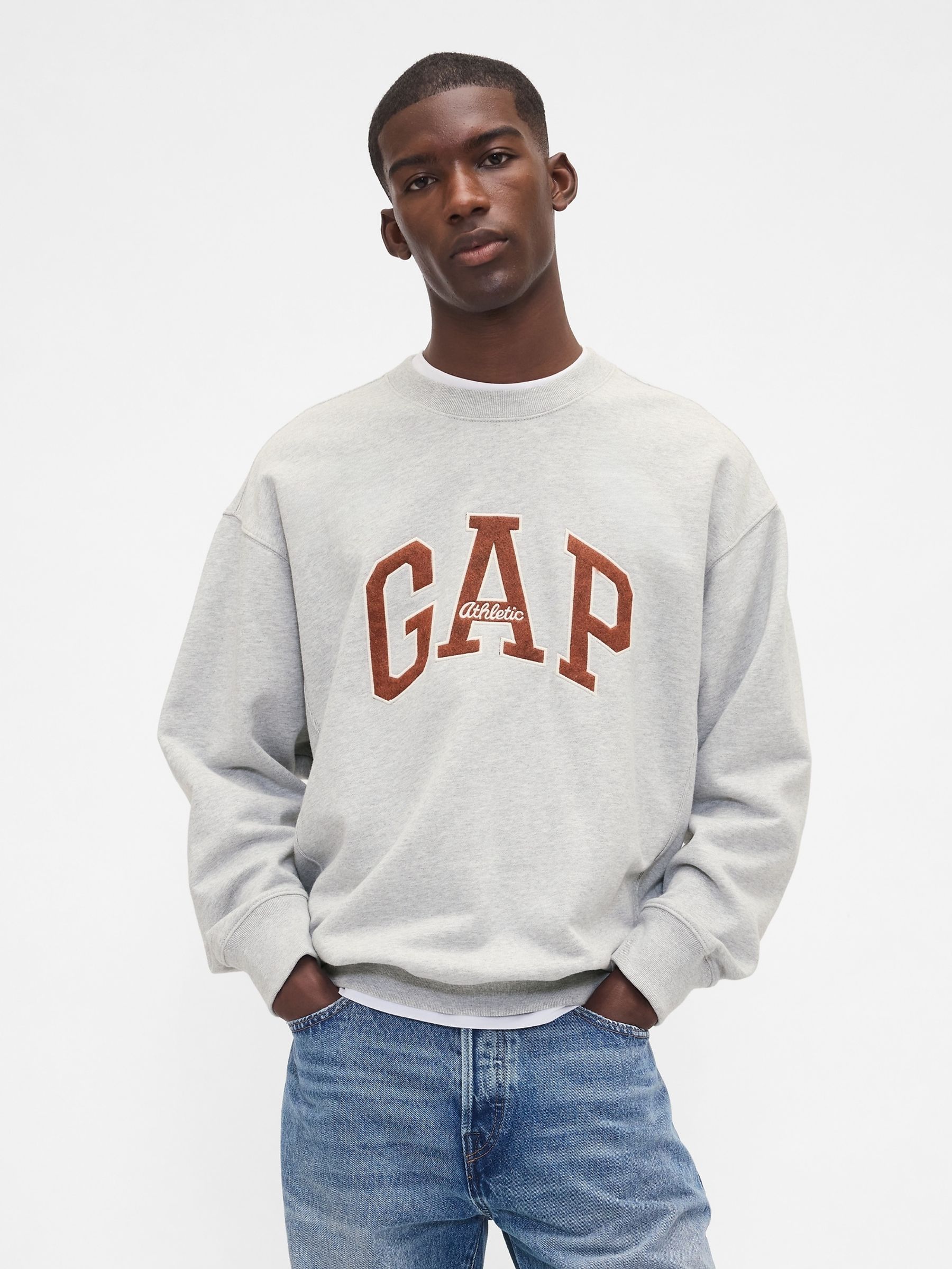 Grey Oversized Heavyweight Logo Sweatshirt - Image 1 of 4