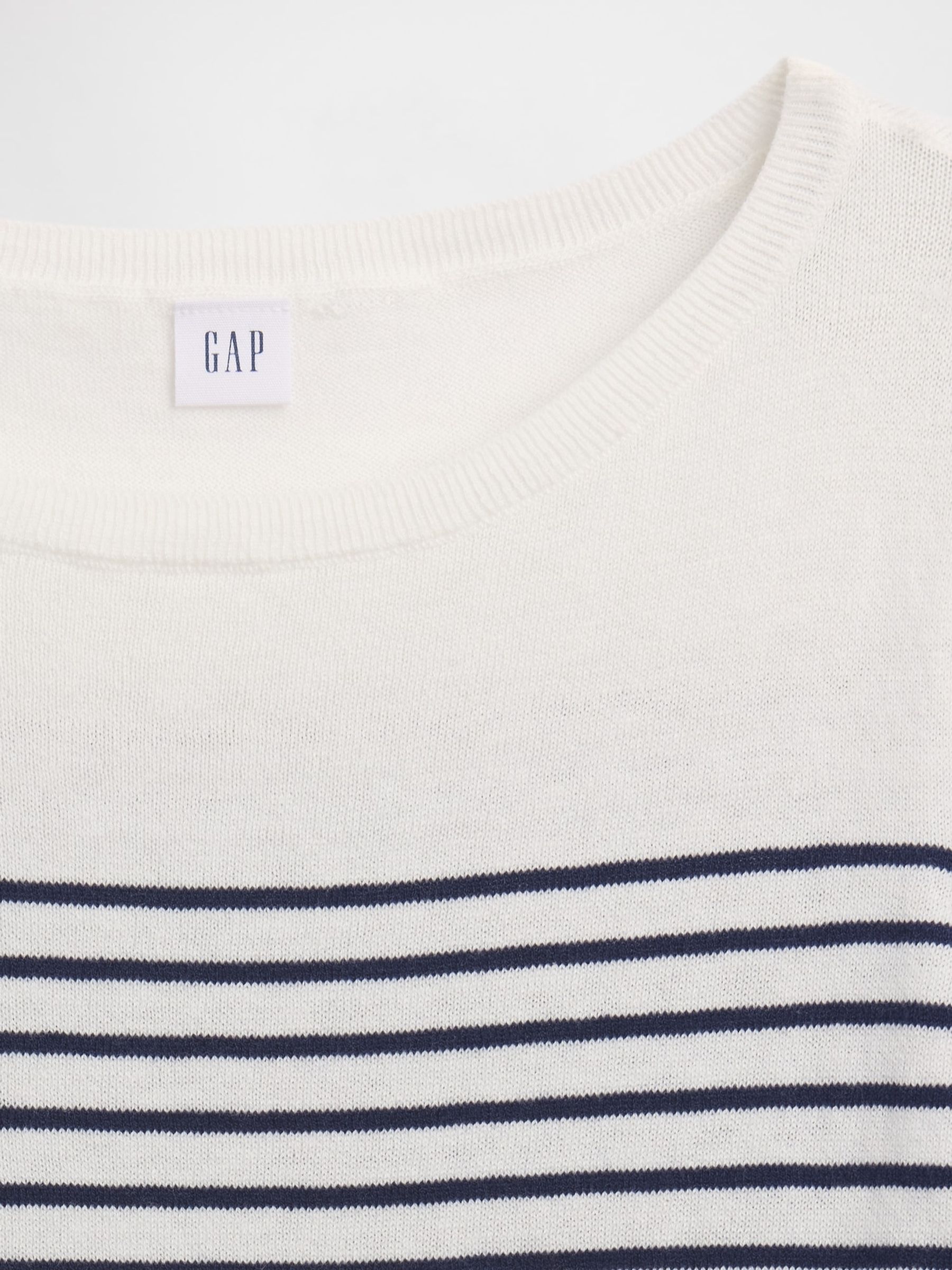 Bella White & Blue Stripe Boat Neck Jumper - Image 5 of 5