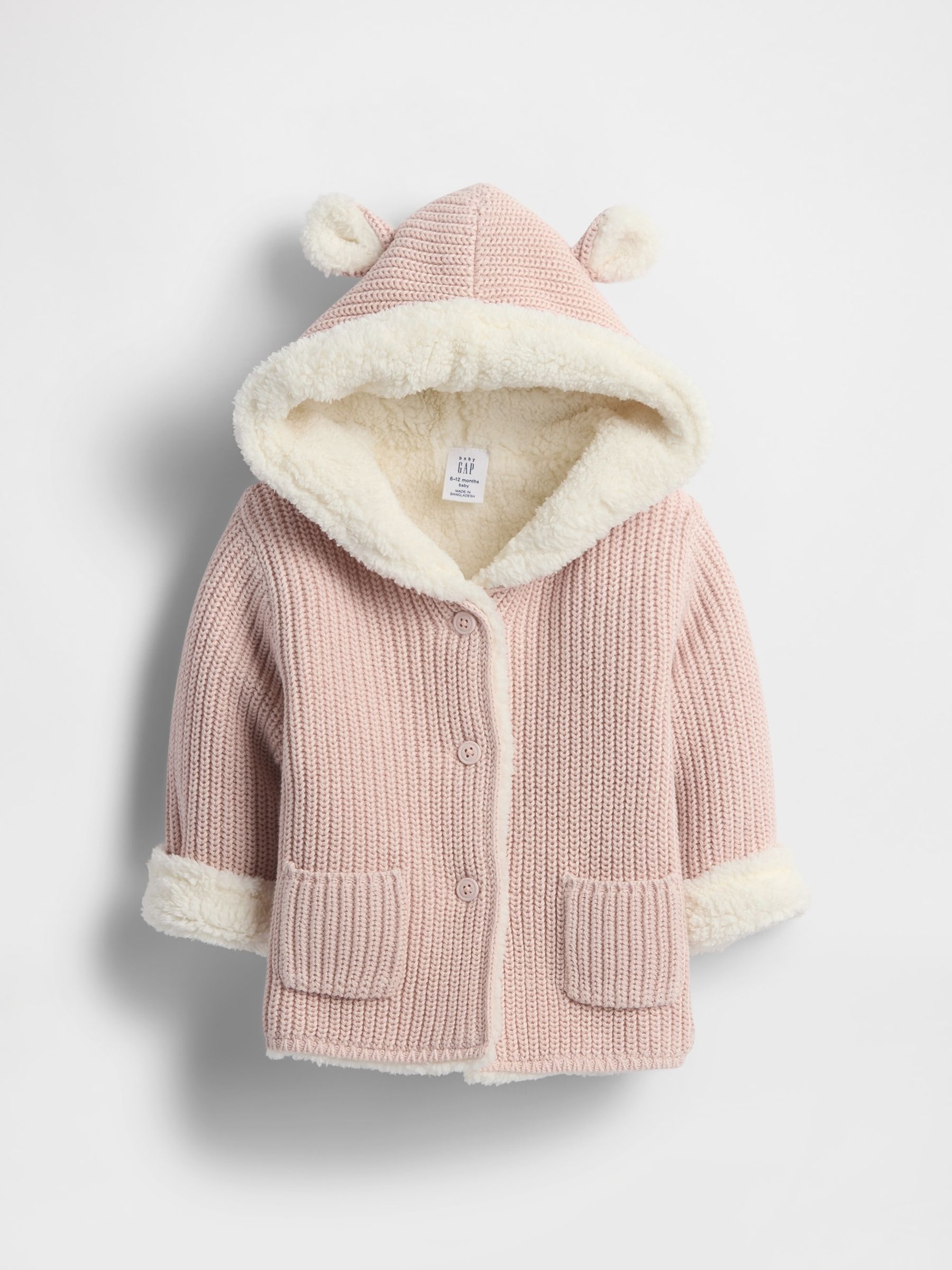 Pink Sherpa-Lined Cardigan (Newborn-24mths) - Image 1 of 2