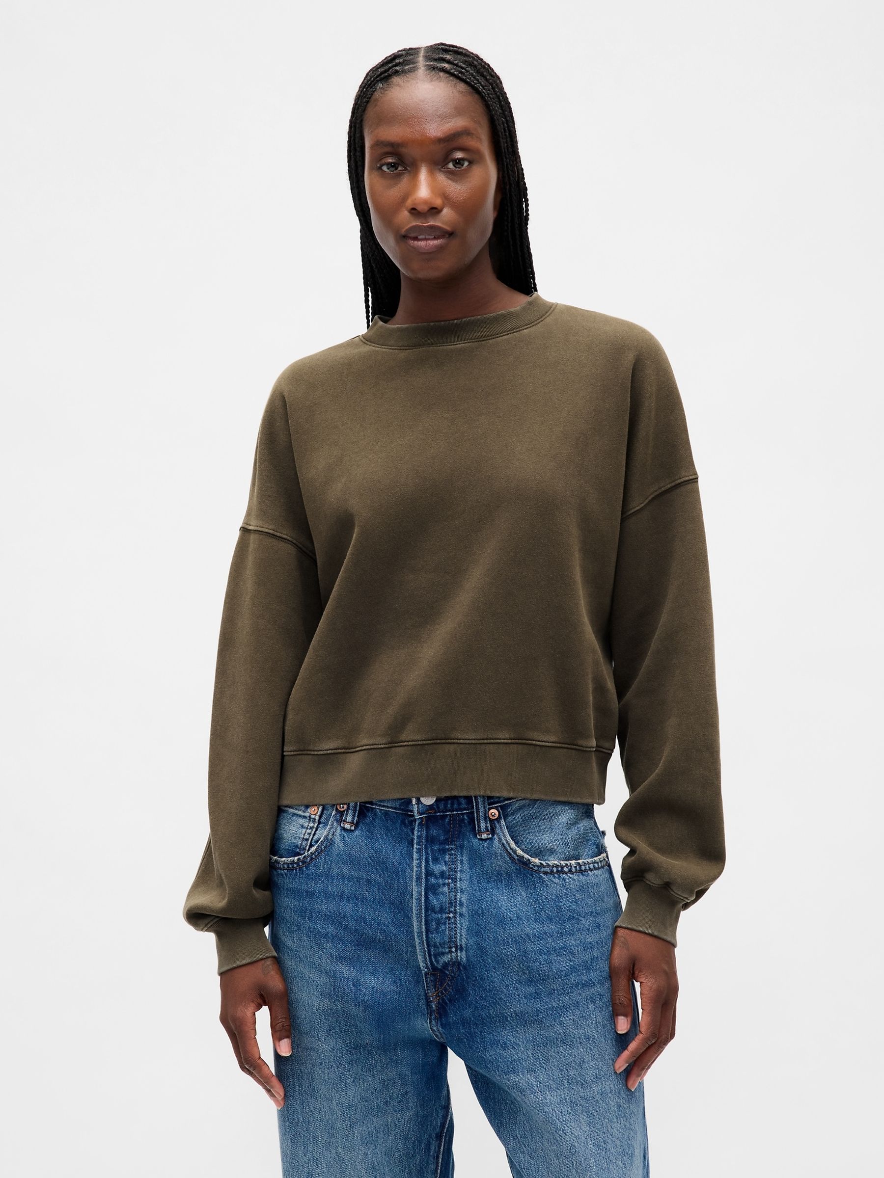 Green VintageSoft Wedge crew neck Sweatshirt - Image 1 of 4