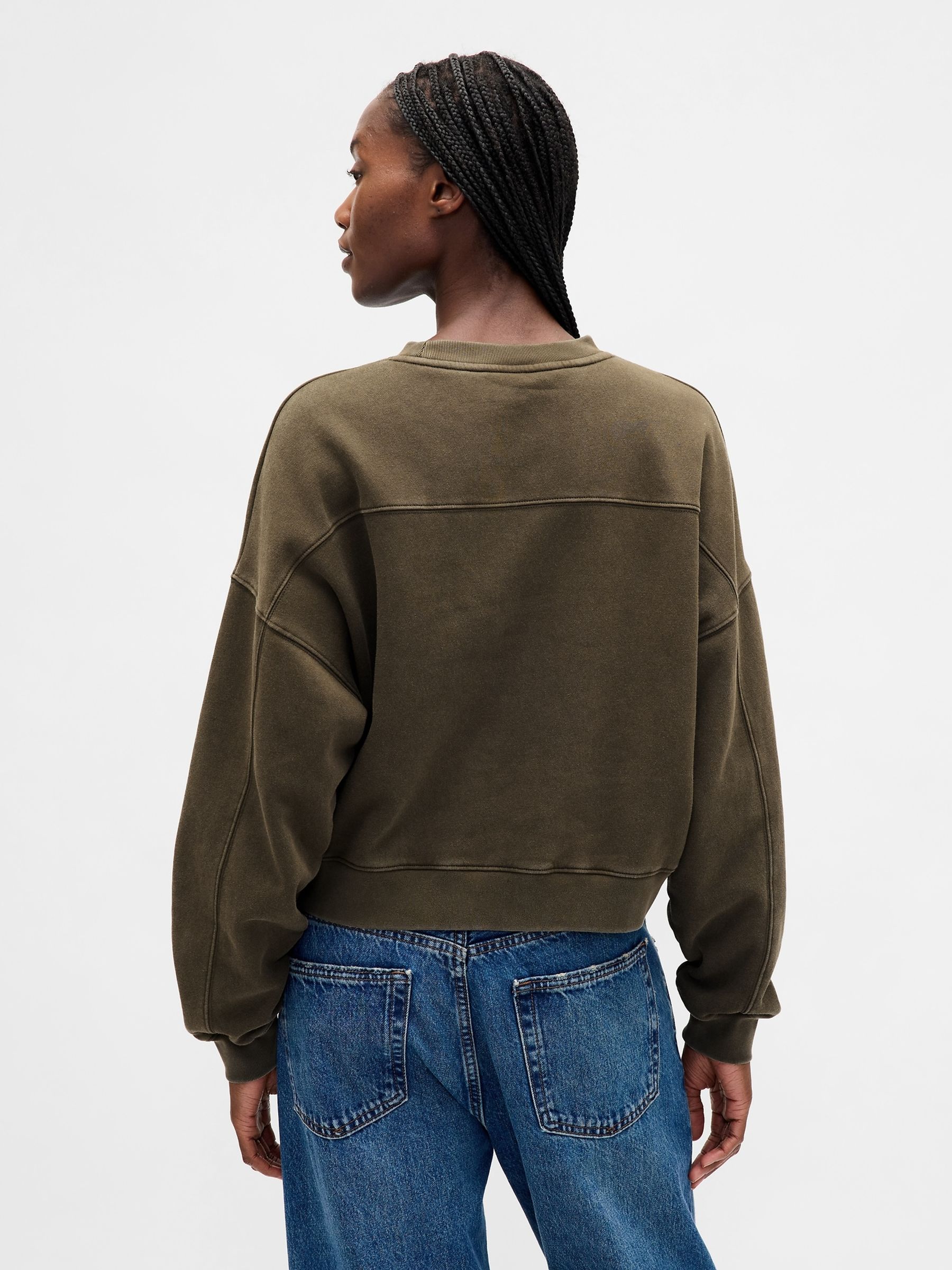 Green VintageSoft Wedge crew neck Sweatshirt - Image 2 of 4