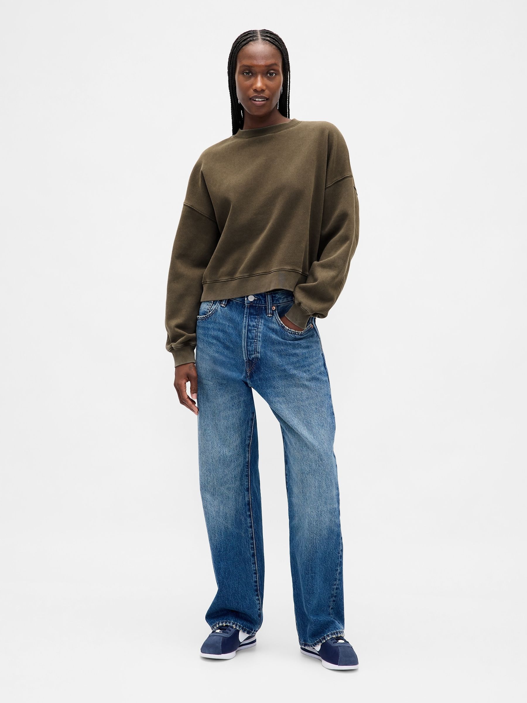 Green VintageSoft Wedge crew neck Sweatshirt - Image 3 of 4