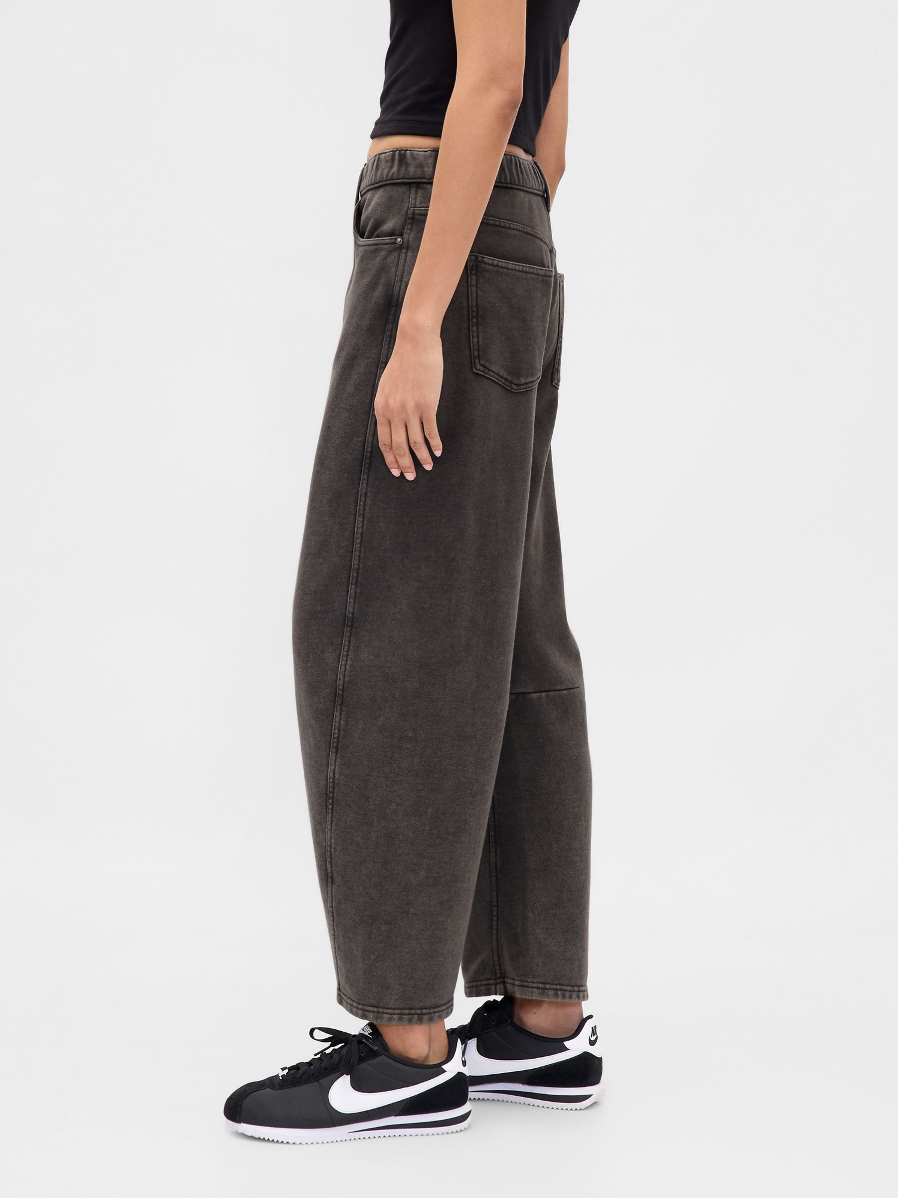 Black Heavyweight French Terry Barrel Joggers - Image 3 of 5