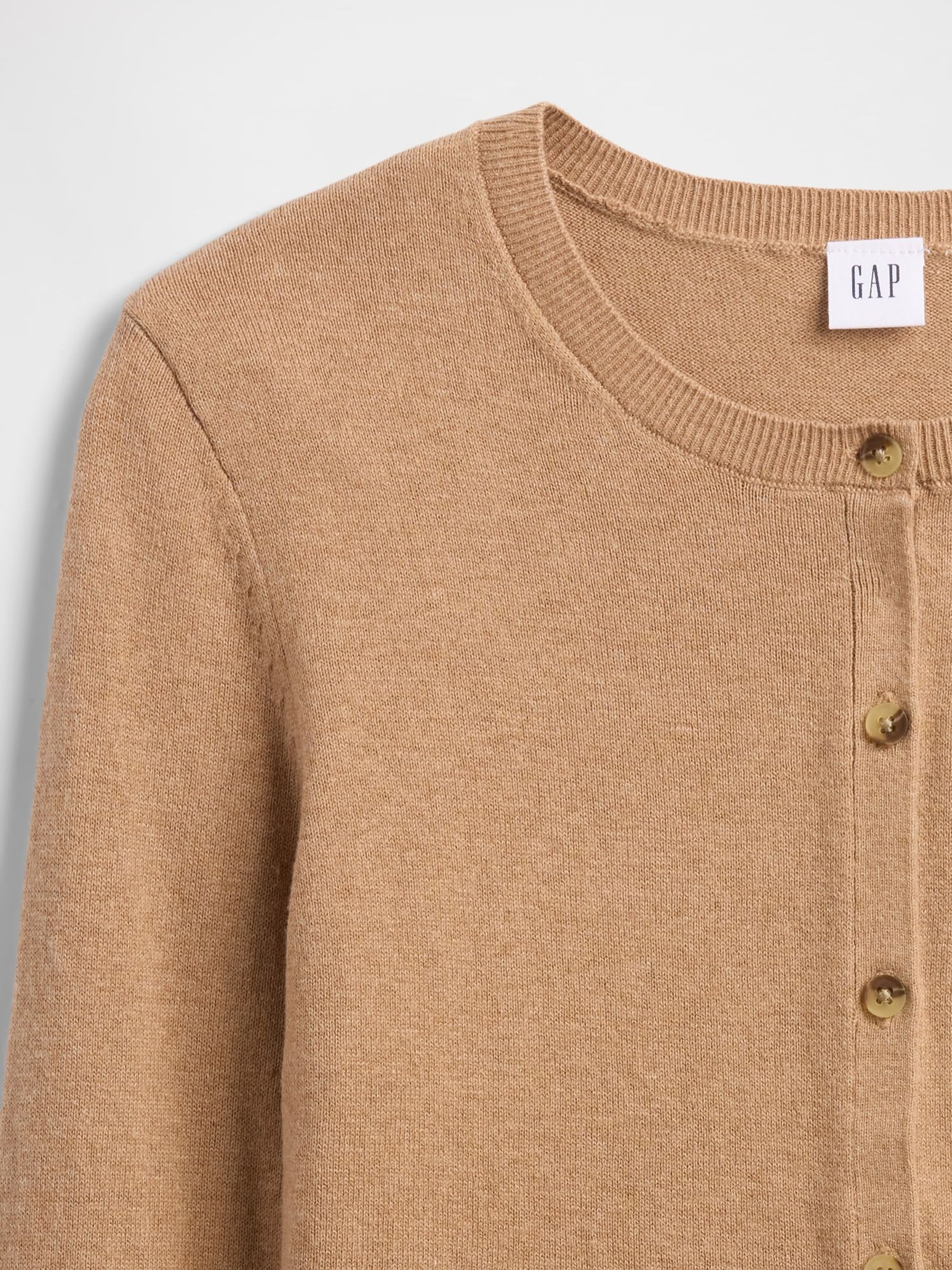 Brown Crew Neck Cardigan - Image 5 of 5 Brown Crew Neck Cardigan - Image 5 of 5