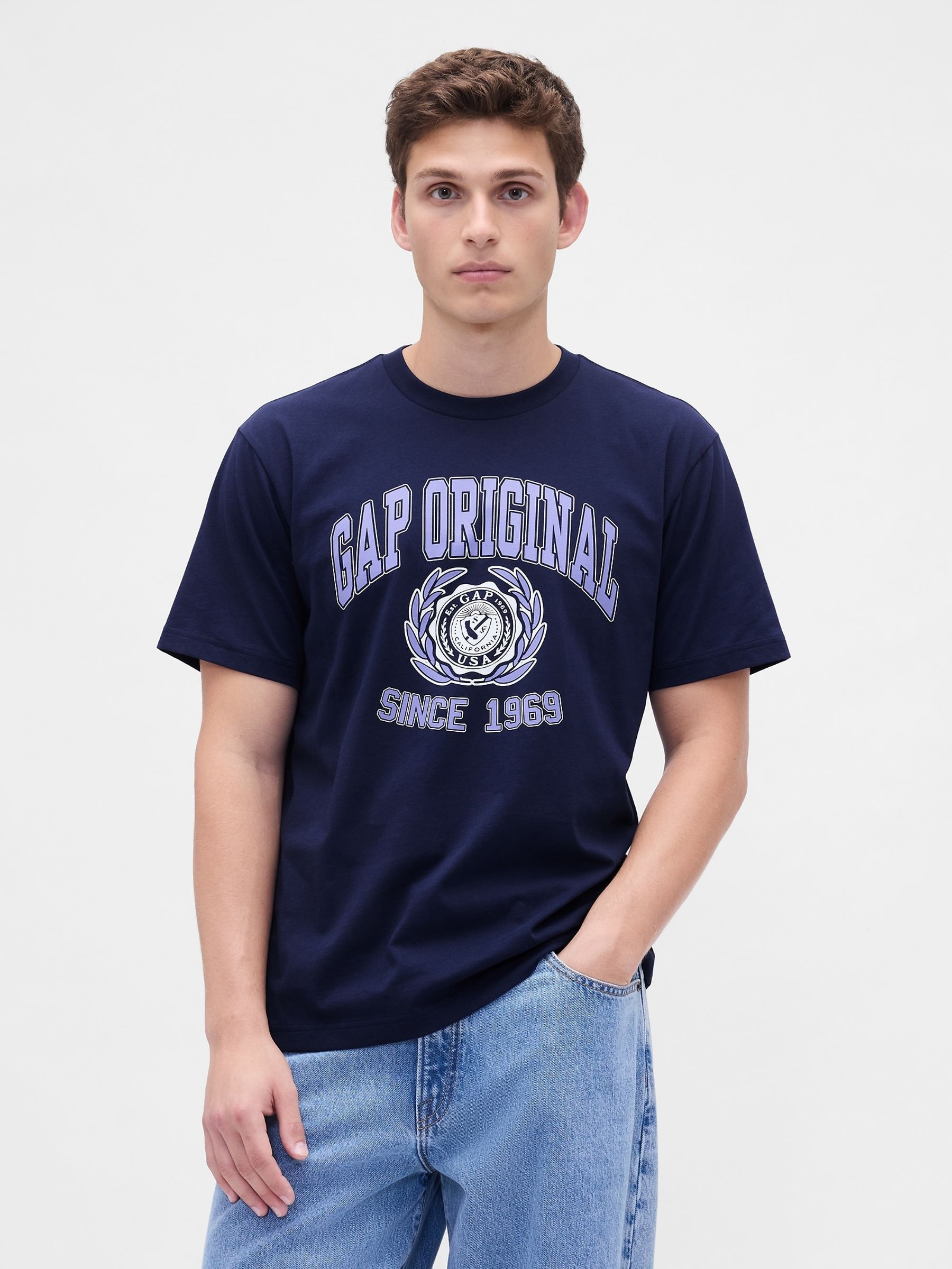 Blue Everyday Soft Relaxed Graphic T-Shirt - Image 1 of 4 Blue Everyday Soft Relaxed Graphic T-Shirt - Image 1 of 4