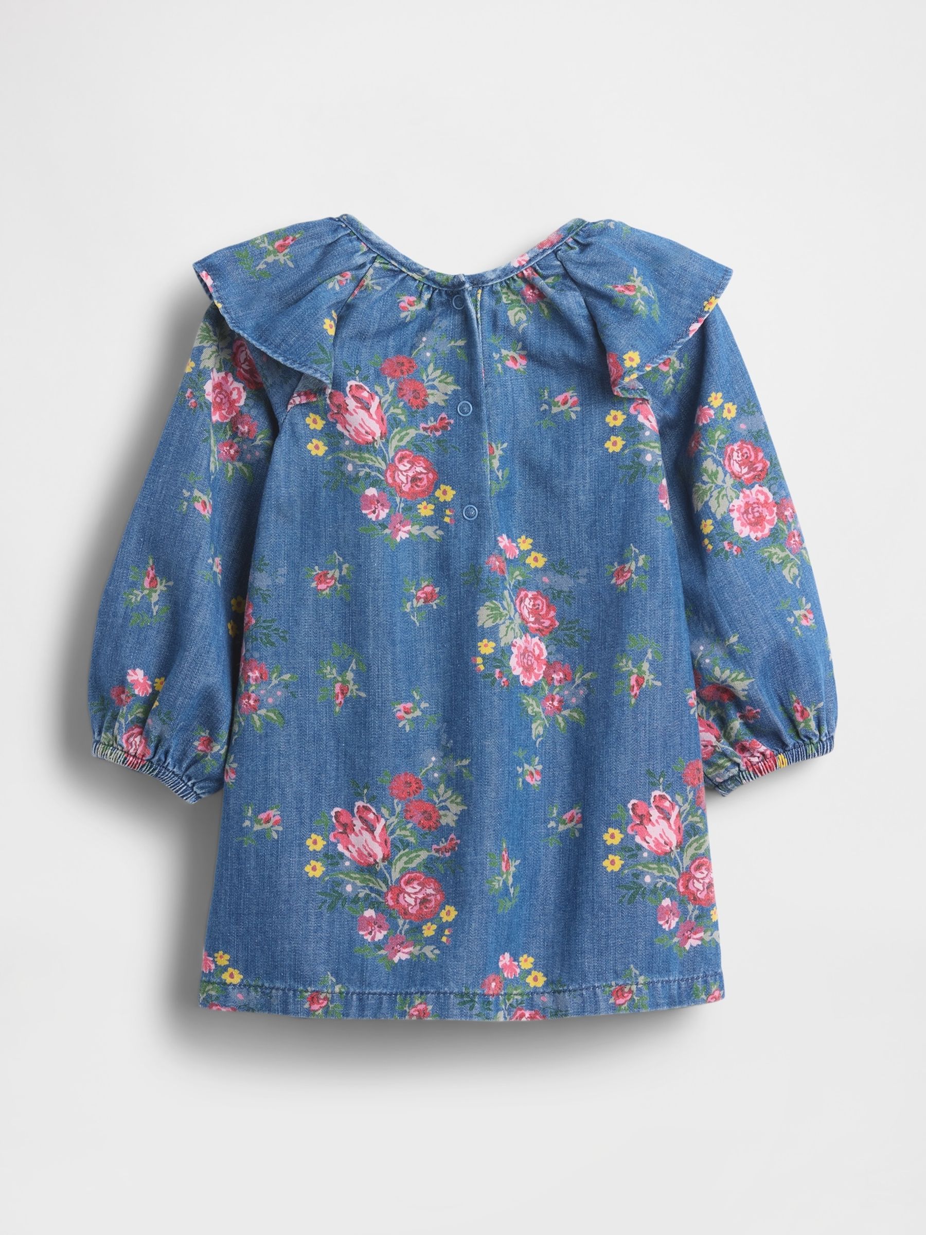 Blue Denim Ruffle Shoulder Dress (Newborn-24mths) - Image 2 of 3