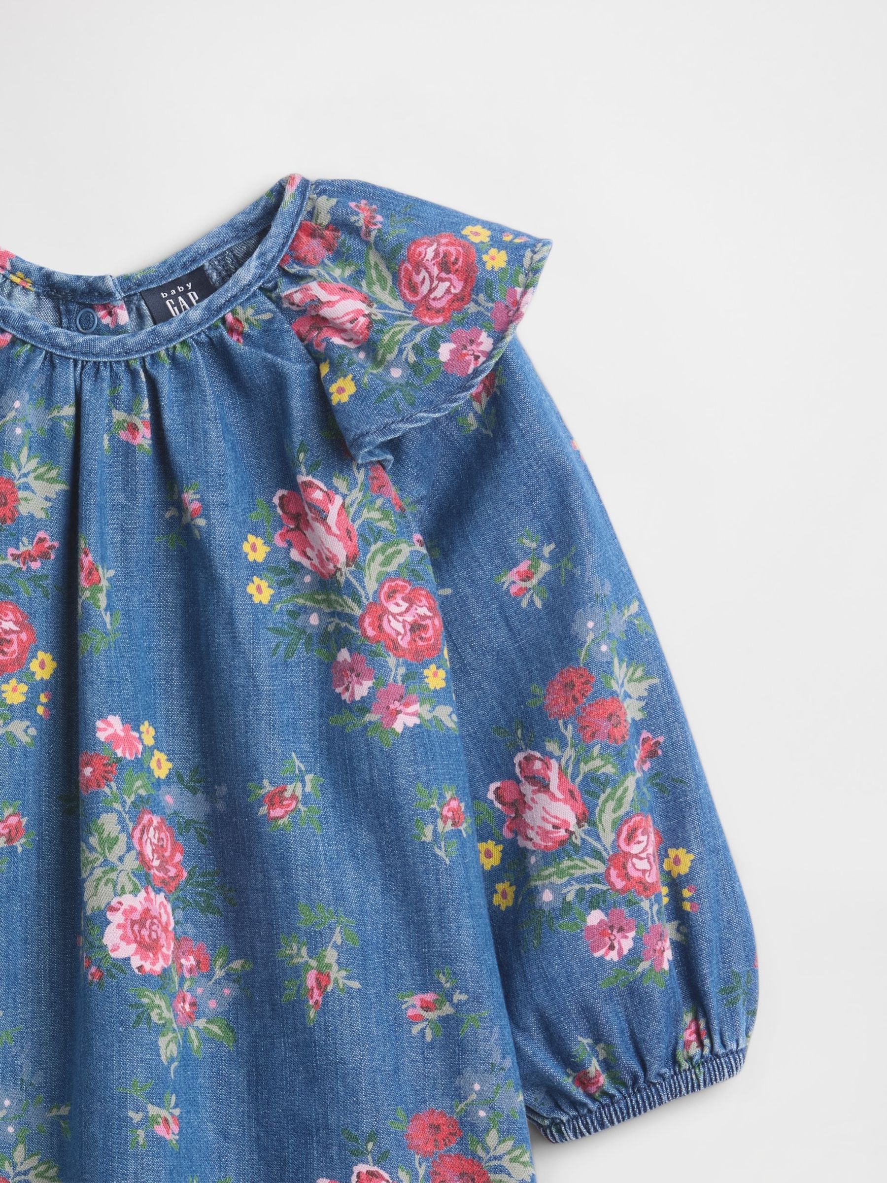 Blue Denim Ruffle Shoulder Dress (Newborn-24mths) - Image 3 of 3
