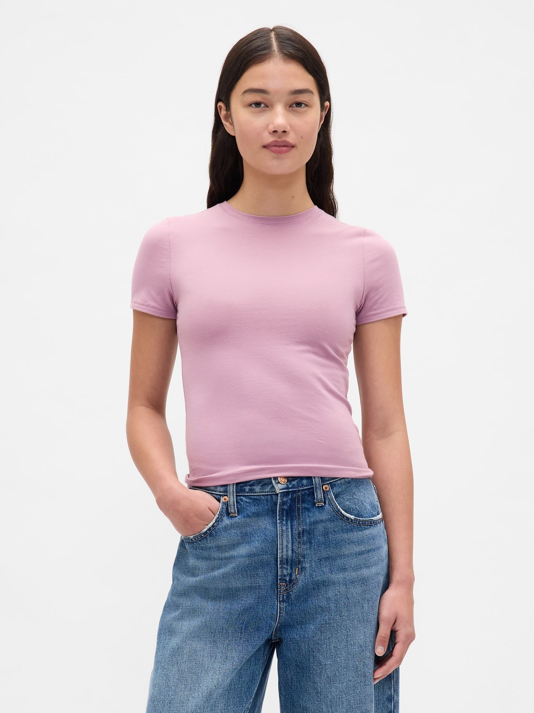 Blush Pink CloseKnit Jersey Short Sleeve T-Shirt - Image 1 of 3