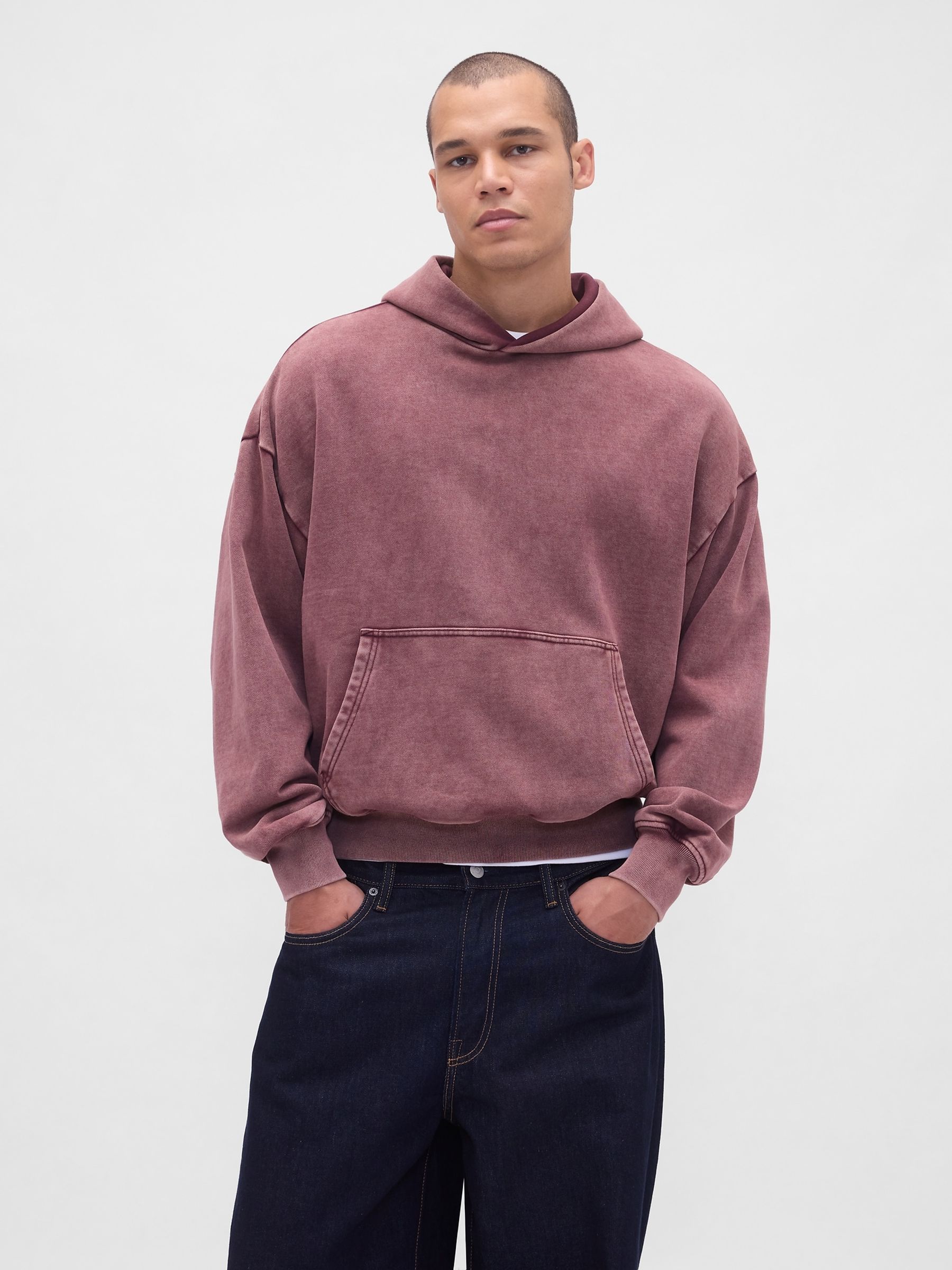 Washed Red Oversized Heavyweight Hoodie - Image 1 of 4