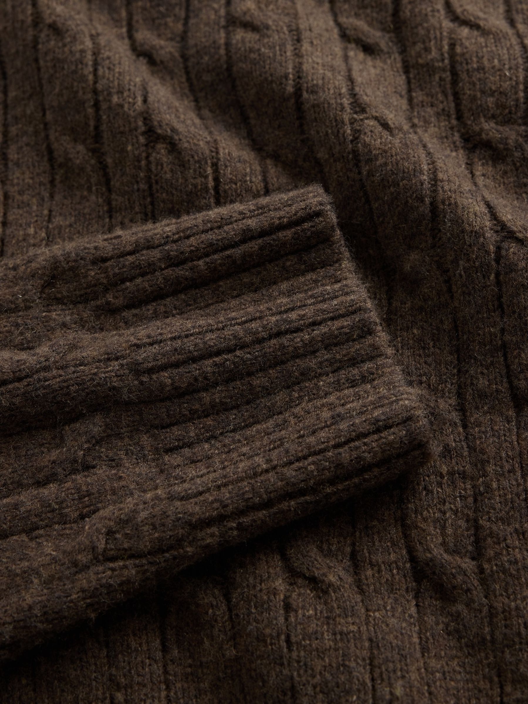 Brown Wool Cable Crew Jumper - Image 4 of 4