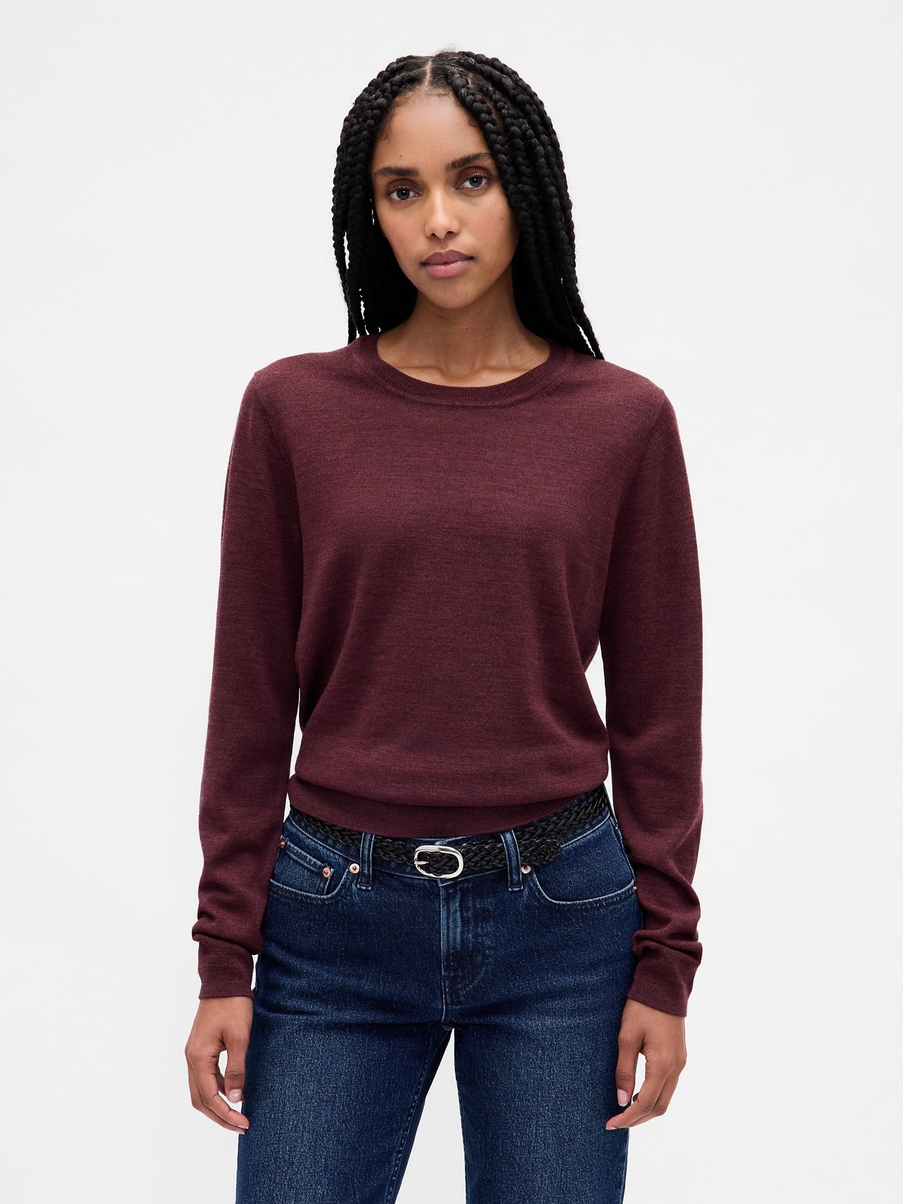 Red Merino Crew Neck Sweatshirt - Image 1 of 4